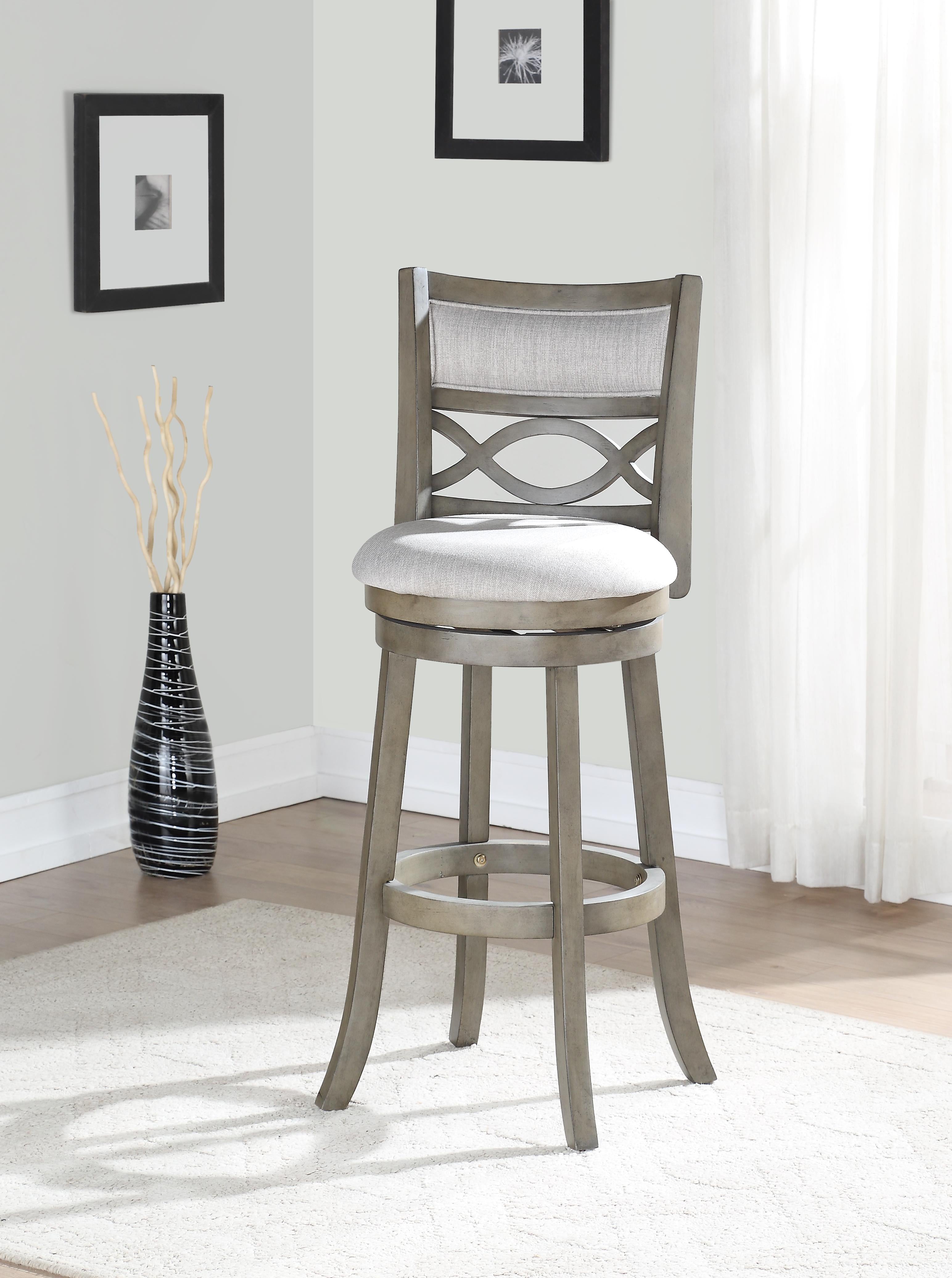 MANCHESTER 29" BAR STOOL-ANT GRAY W/FABRIC SEAT - Ideal Furniture (Fresno,CA)