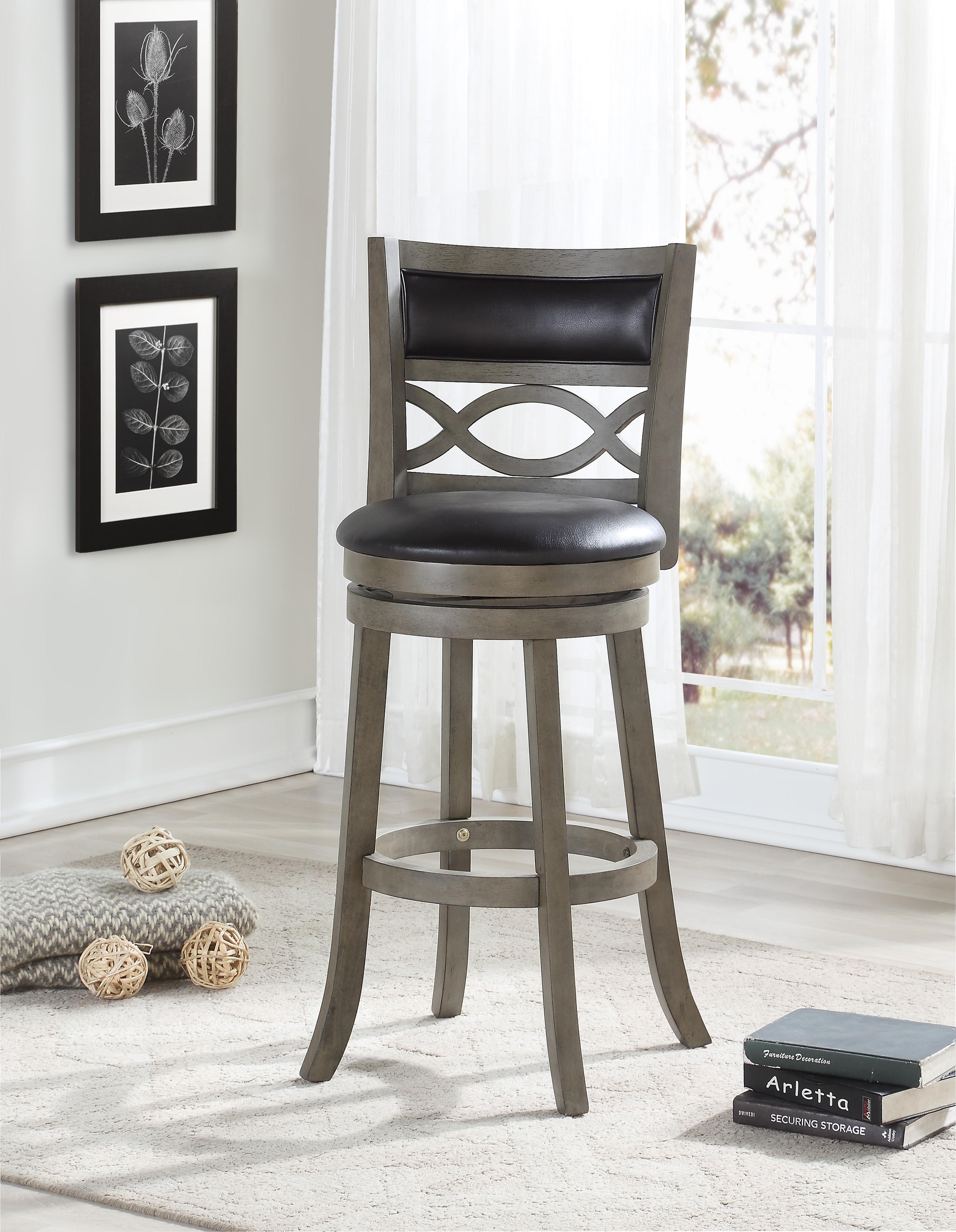 MANCHESTER 29" BAR STOOL-ANT GRAY W/PU SEAT - Ideal Furniture (Fresno,CA)