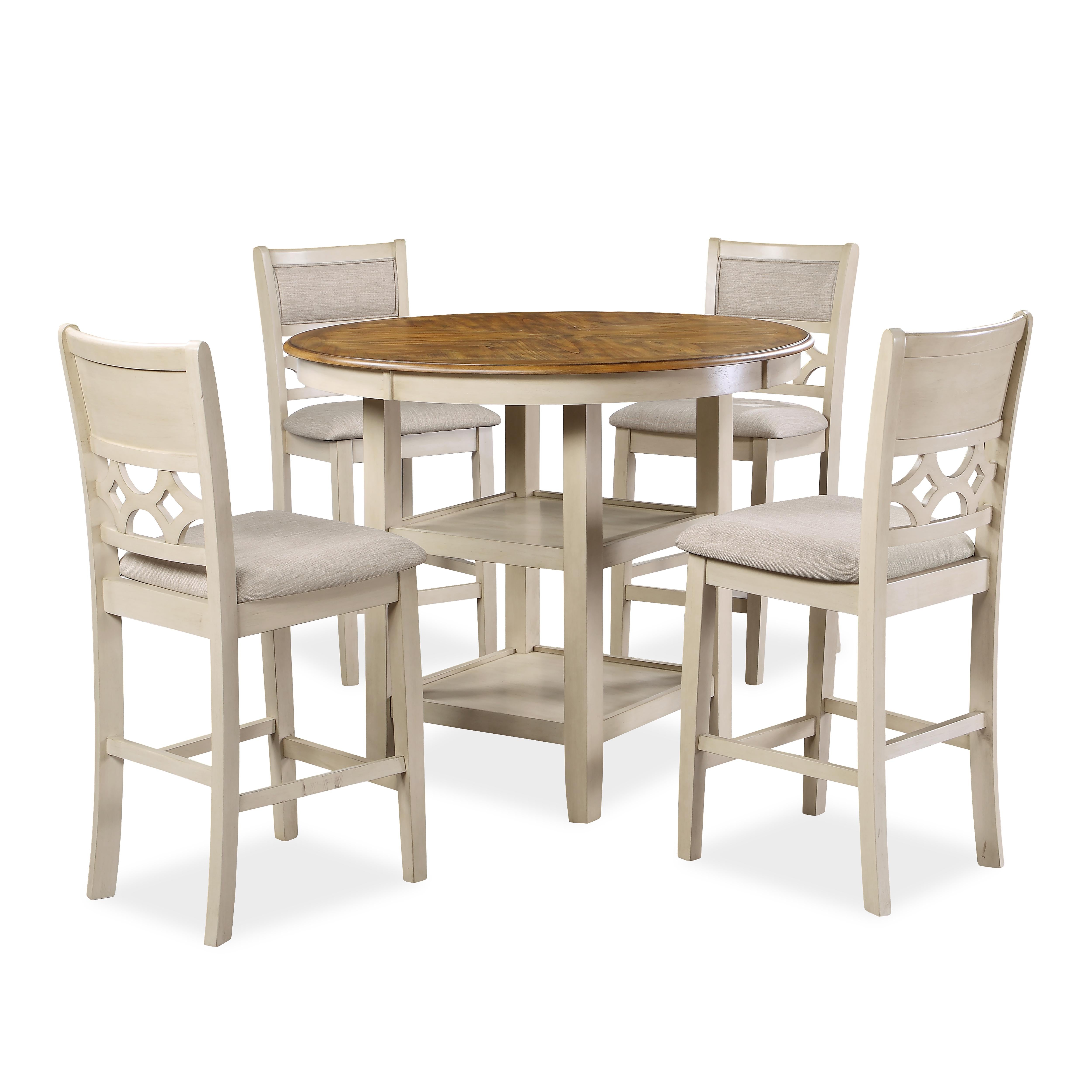 MITCHELL 5 PC COUNTER SET-TWO TONE BISQUE/BROWN - Ideal Furniture (Fresno,CA)