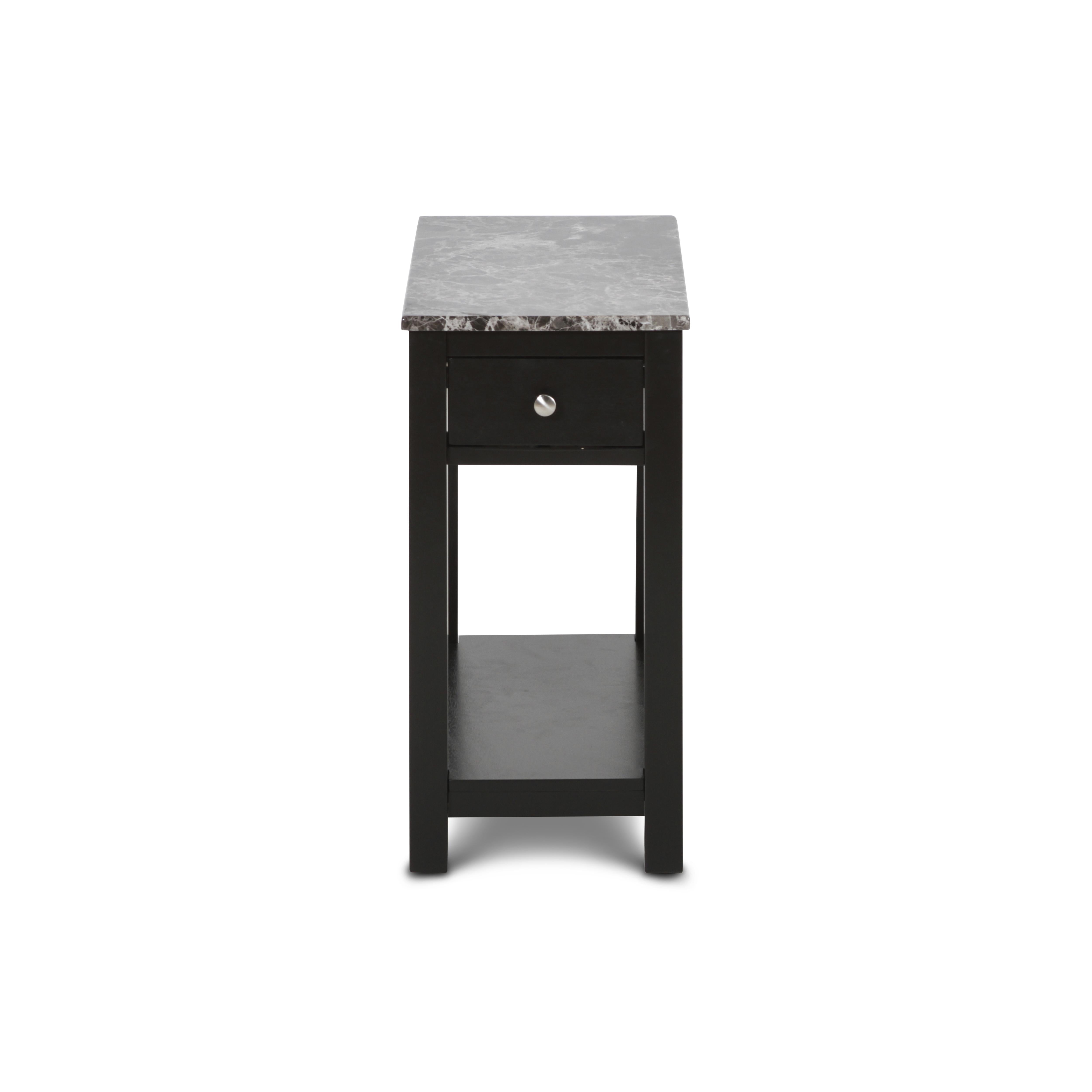 NOAH END TABLE WITH DRAWER-BLACK W/ FAUX MARBLE TOP - Ideal Furniture (Fresno,CA)
