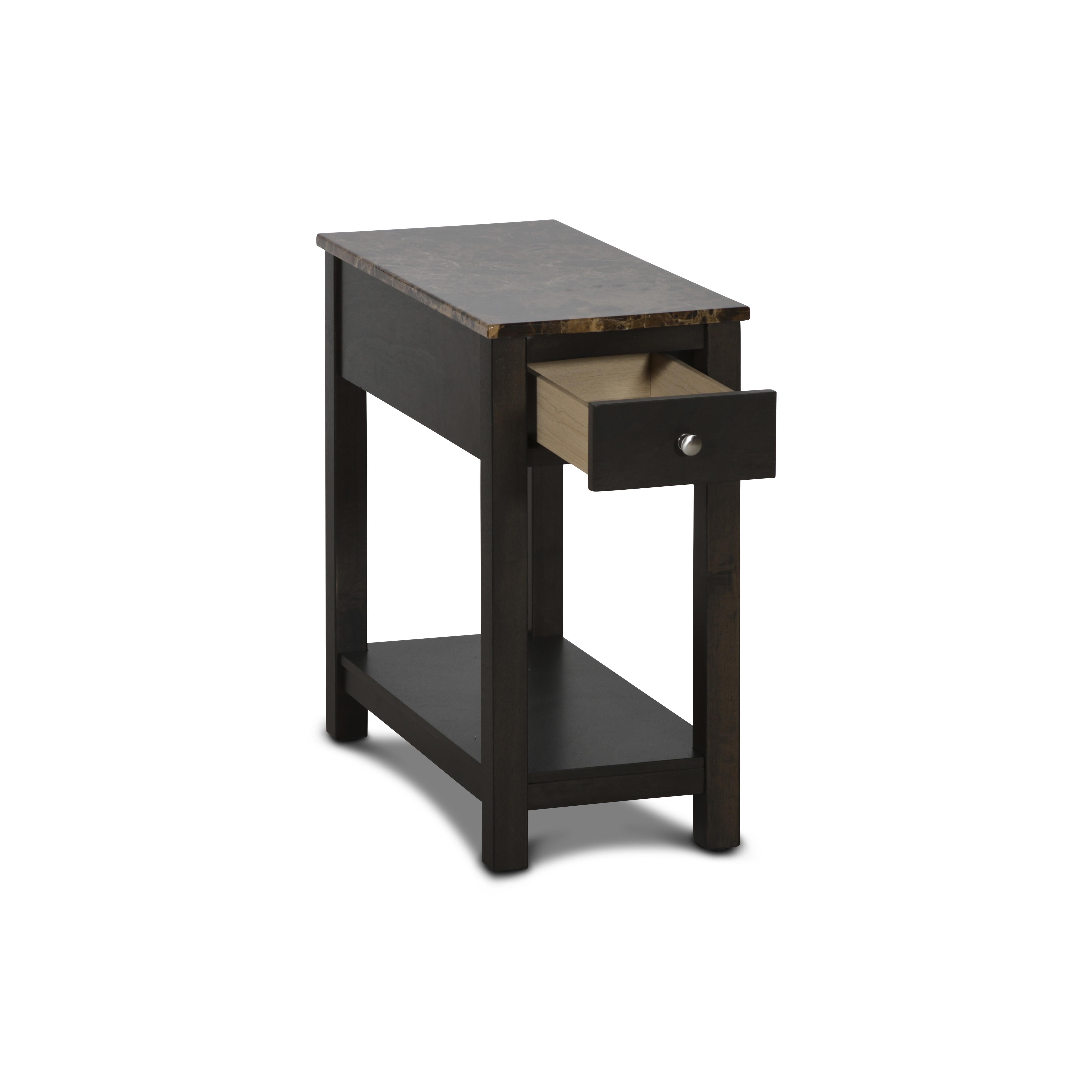 NOAH END TABLE WITH DRAWER-ESPRESSO W/FAUX MARBLE TOP - Ideal Furniture (Fresno,CA)