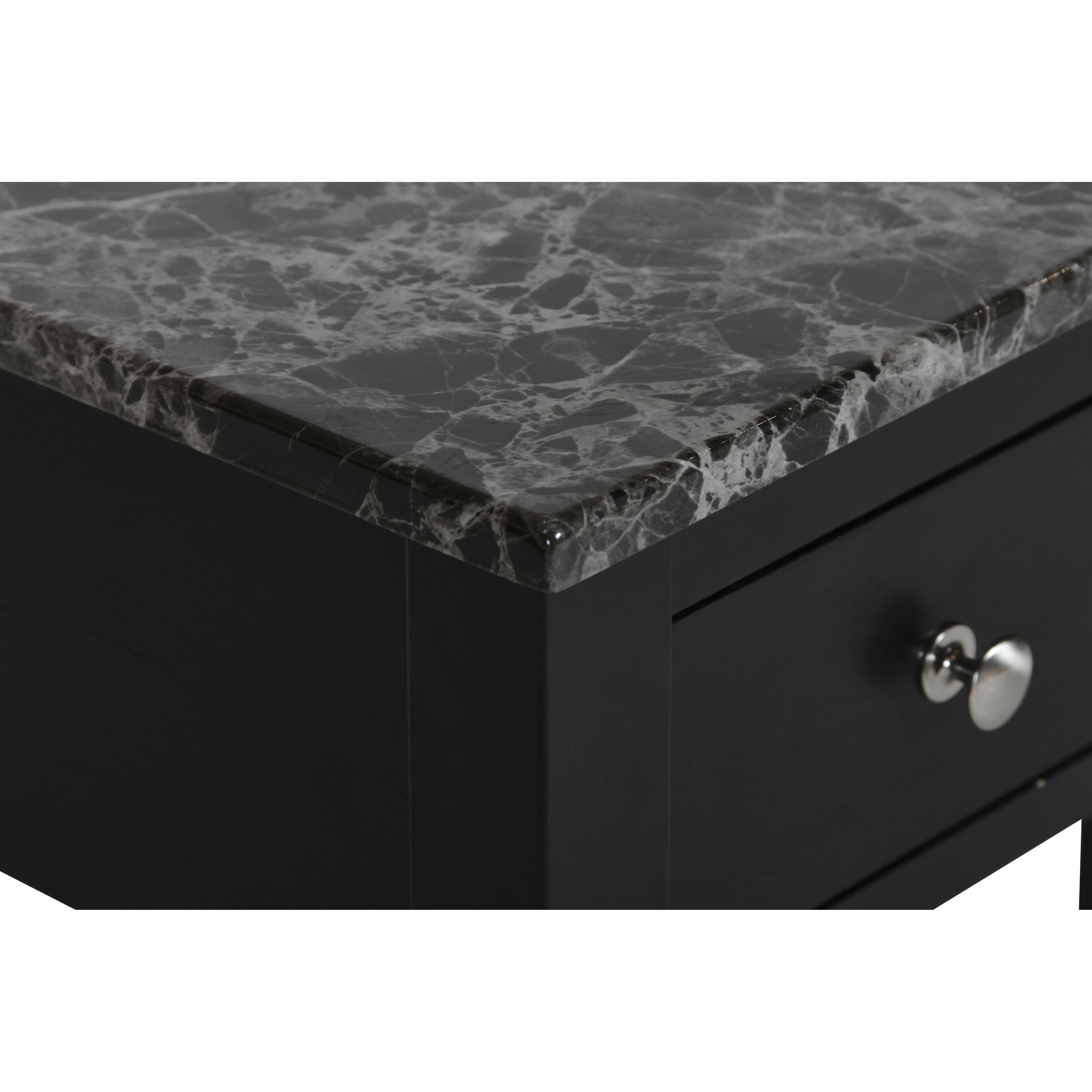 NOAH END TABLE WITH DRAWER-BLACK W/ FAUX MARBLE TOP - Ideal Furniture (Fresno,CA)