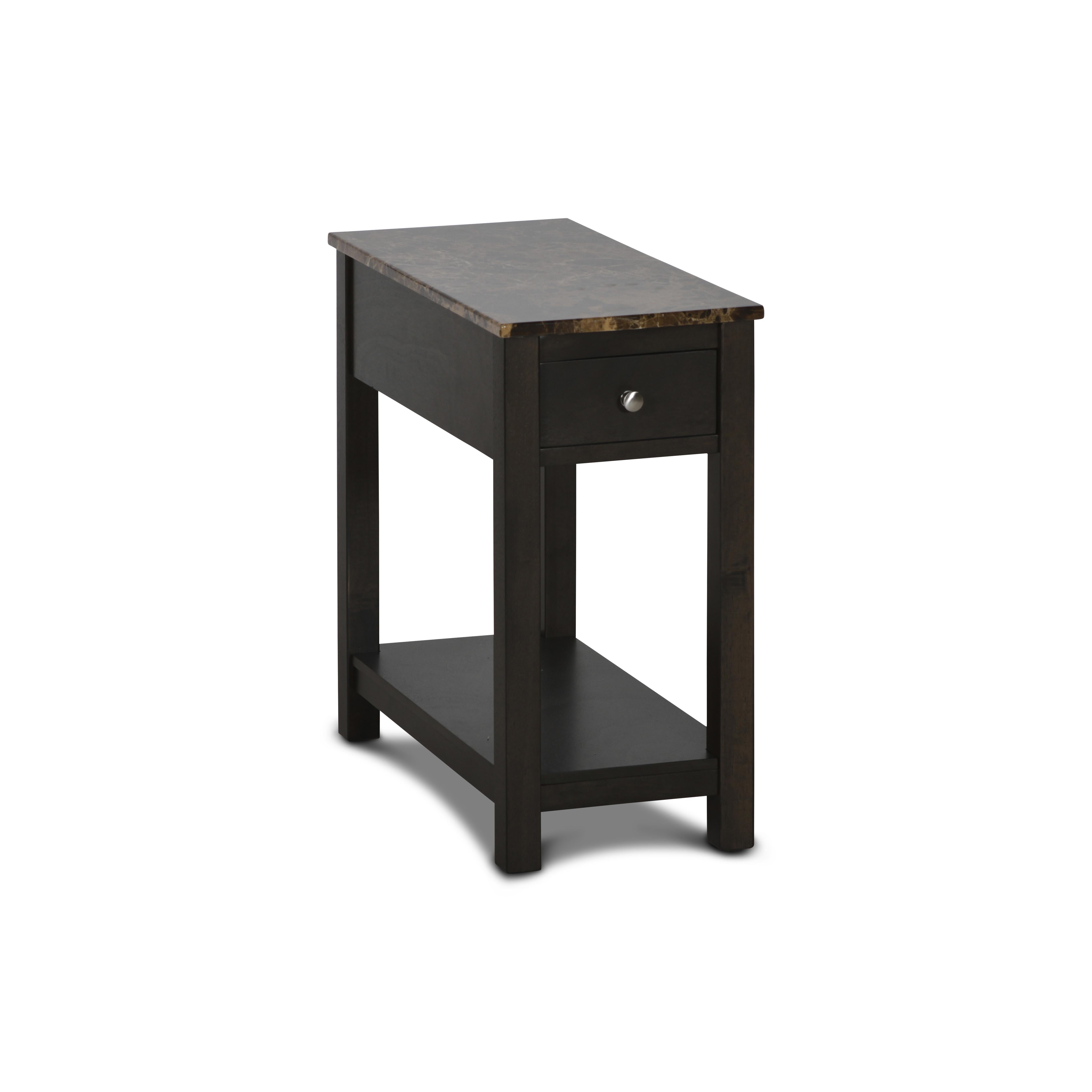 NOAH END TABLE WITH DRAWER-ESPRESSO W/FAUX MARBLE TOP - Ideal Furniture (Fresno,CA)