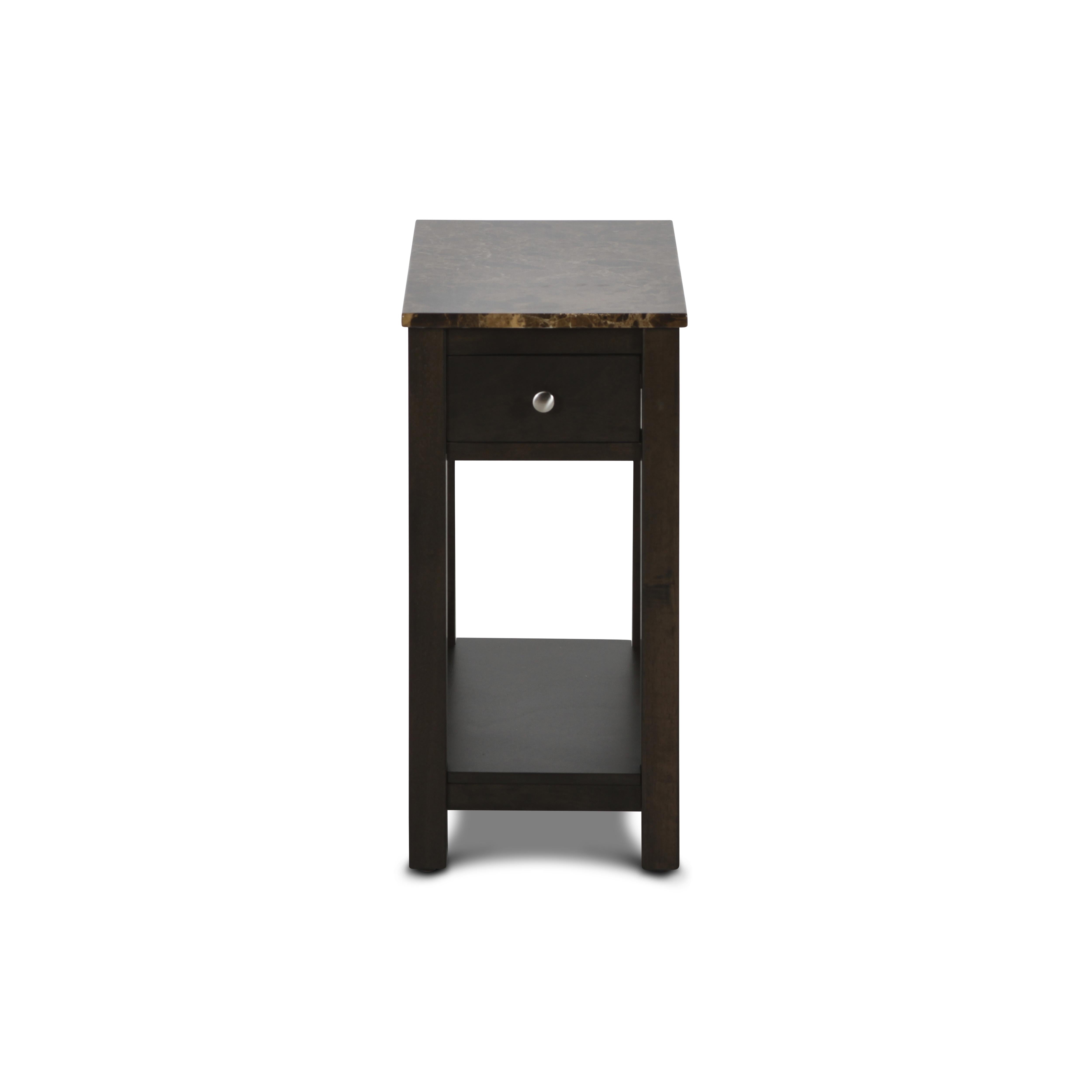 NOAH END TABLE WITH DRAWER-ESPRESSO W/FAUX MARBLE TOP - Ideal Furniture (Fresno,CA)