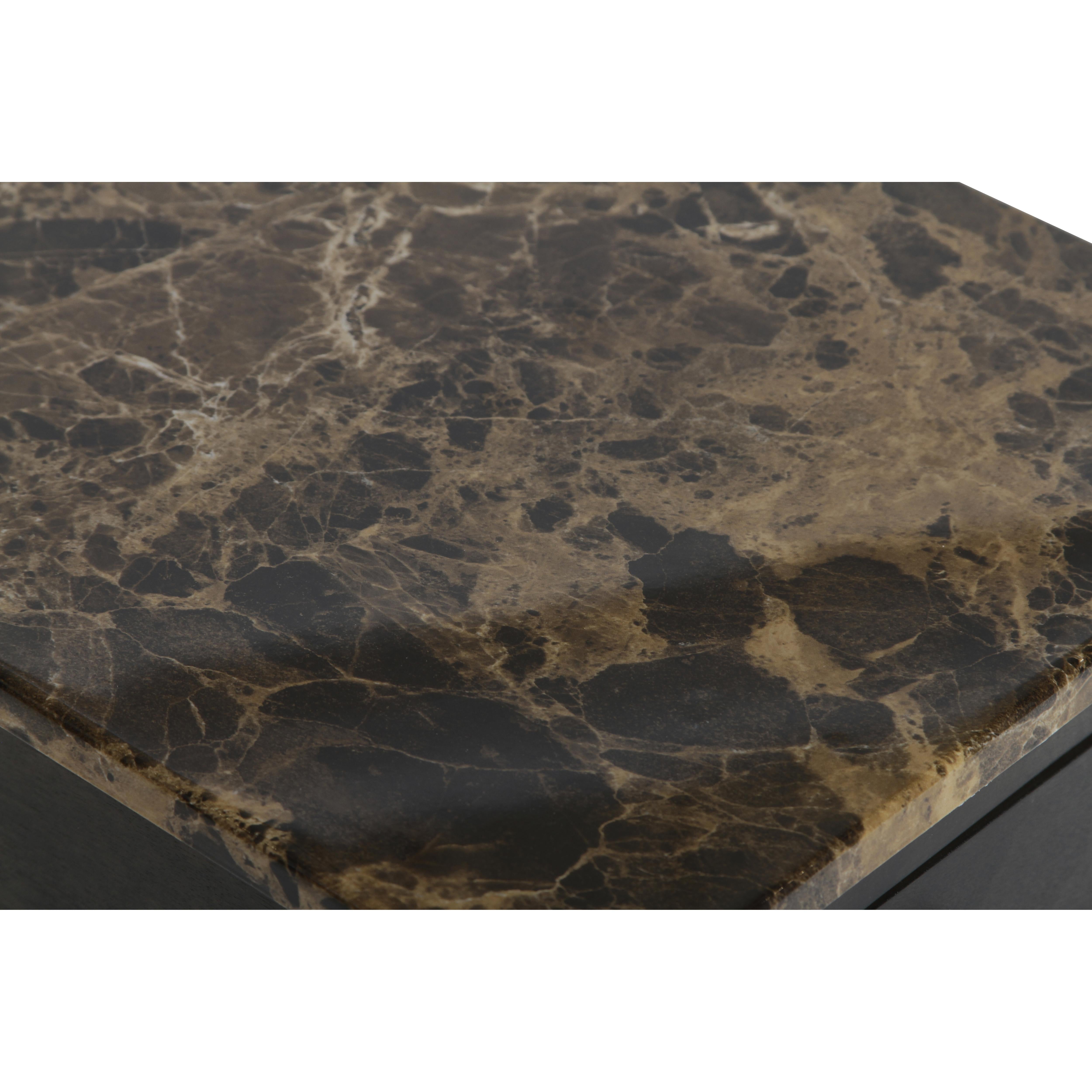 NOAH END TABLE WITH DRAWER-ESPRESSO W/FAUX MARBLE TOP - Ideal Furniture (Fresno,CA)