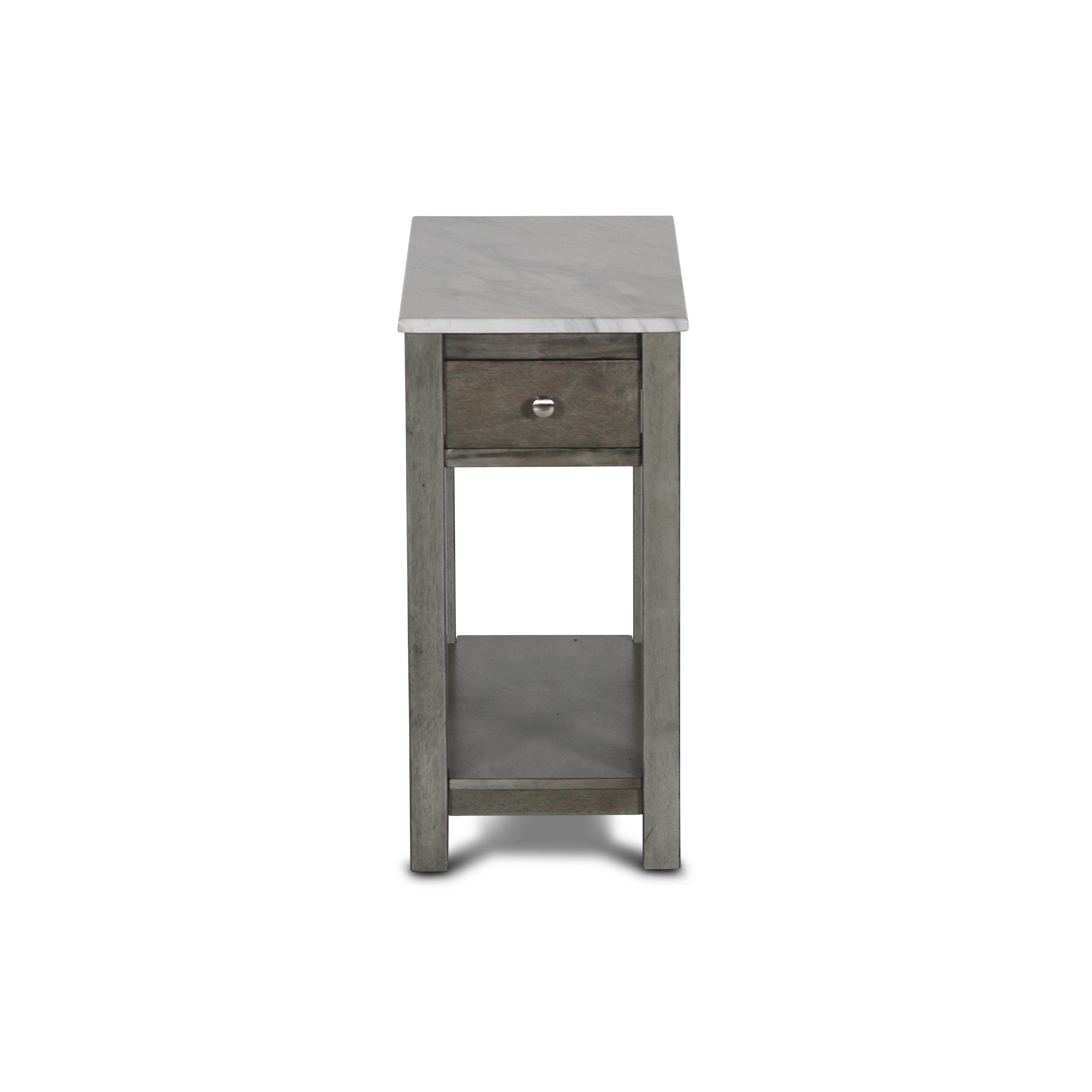 NOAH END TABLE WITH DRAWER-GRAY W/FAUX MARBLE TOP - Ideal Furniture (Fresno,CA)