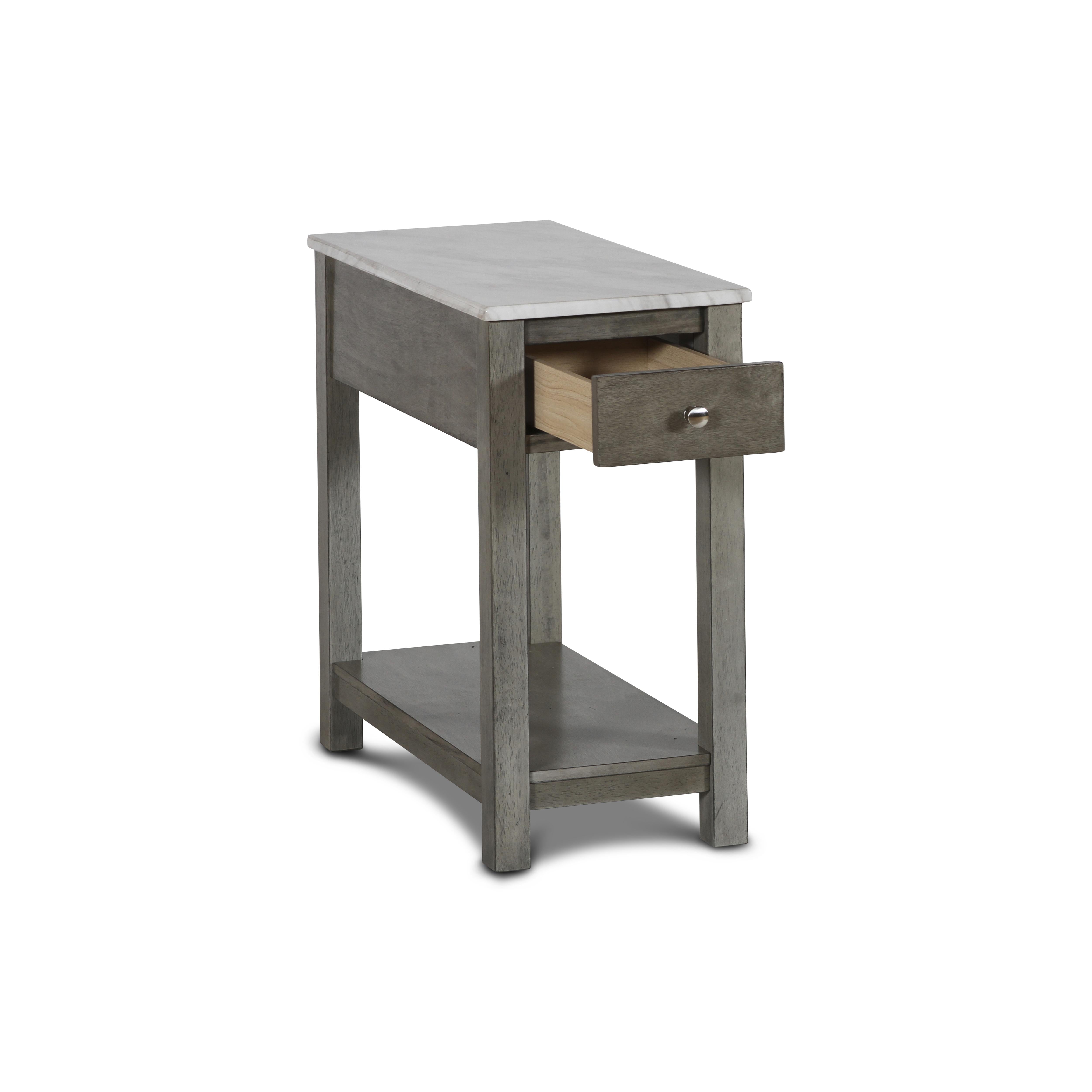 NOAH END TABLE WITH DRAWER-GRAY W/FAUX MARBLE TOP - Ideal Furniture (Fresno,CA)