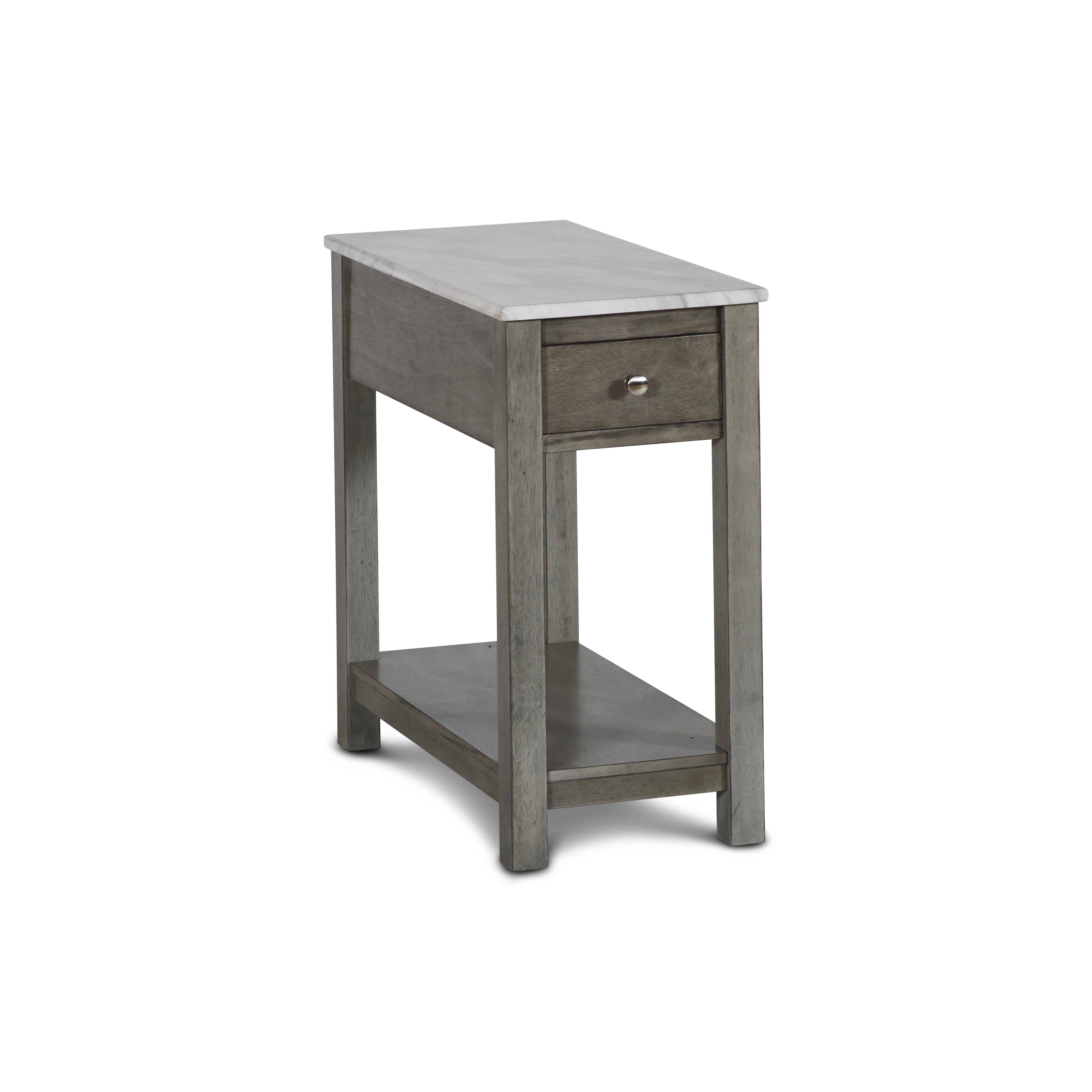 NOAH END TABLE WITH DRAWER-GRAY W/FAUX MARBLE TOP - Ideal Furniture (Fresno,CA)