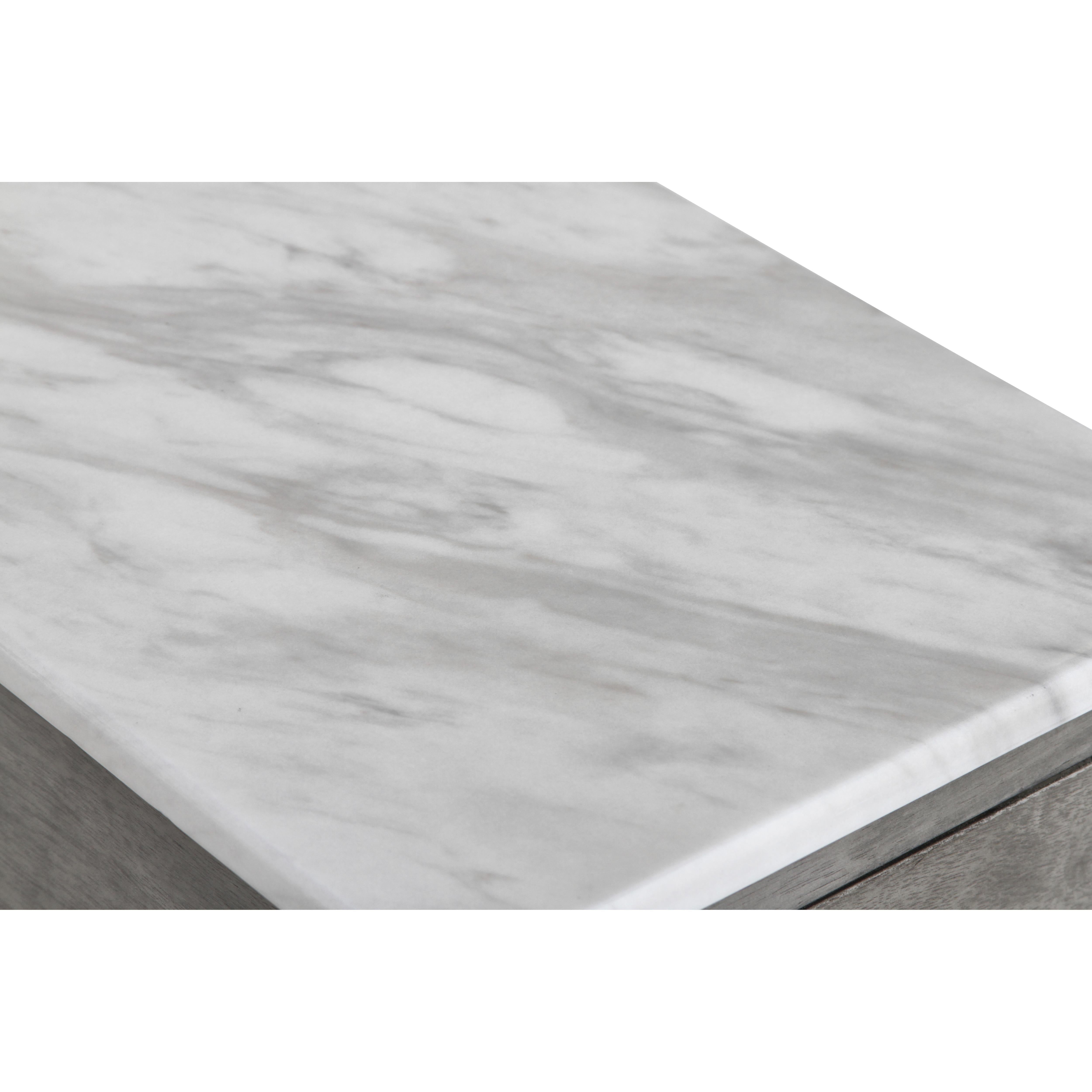 NOAH END TABLE WITH DRAWER-GRAY W/FAUX MARBLE TOP - Ideal Furniture (Fresno,CA)