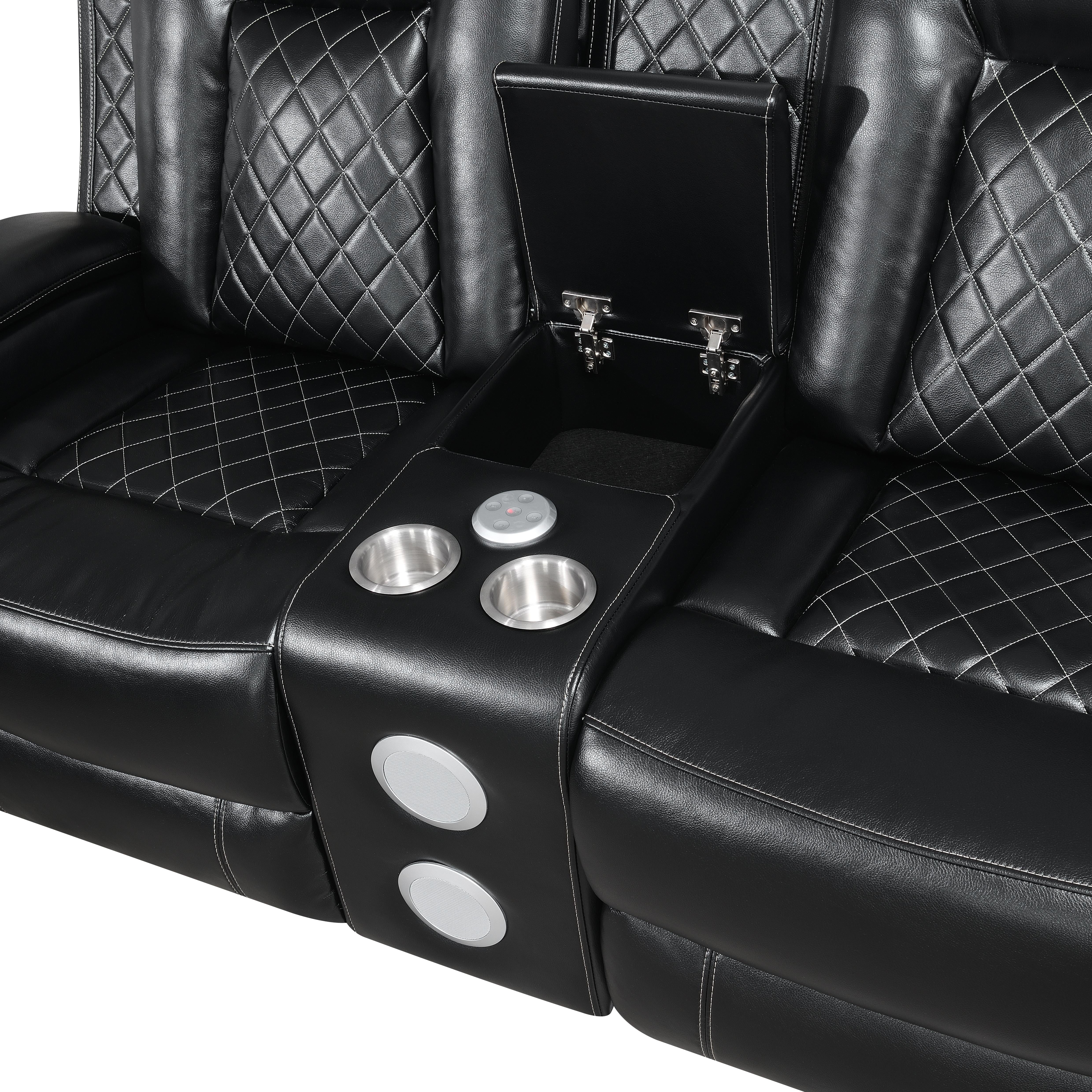 ORION CONSOLE LOVESEAT W/ PWR FR & HR-BLACK - Ideal Furniture (Fresno,CA)