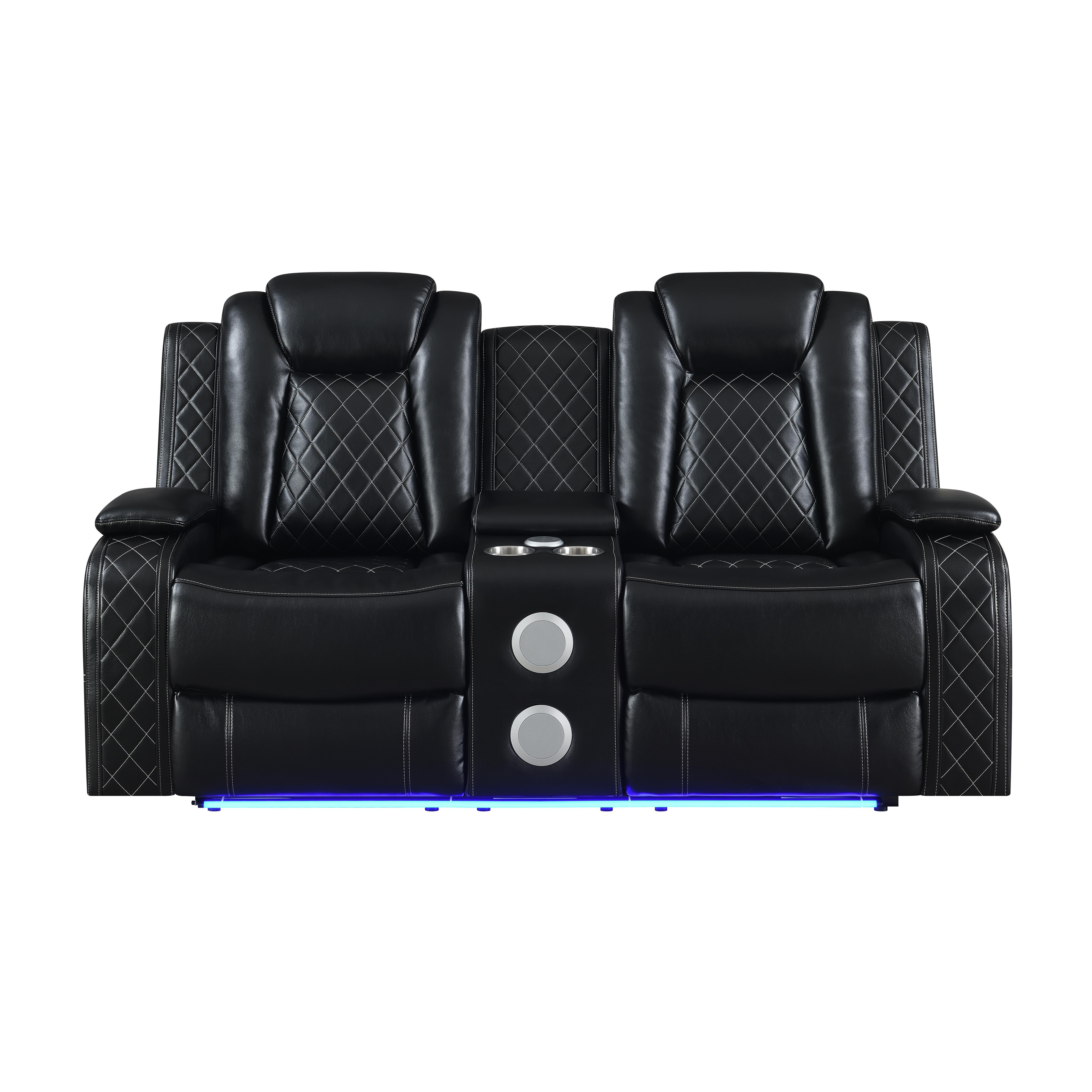 ORION CONSOLE LOVESEAT W/ PWR FR & HR-BLACK - Ideal Furniture (Fresno,CA)