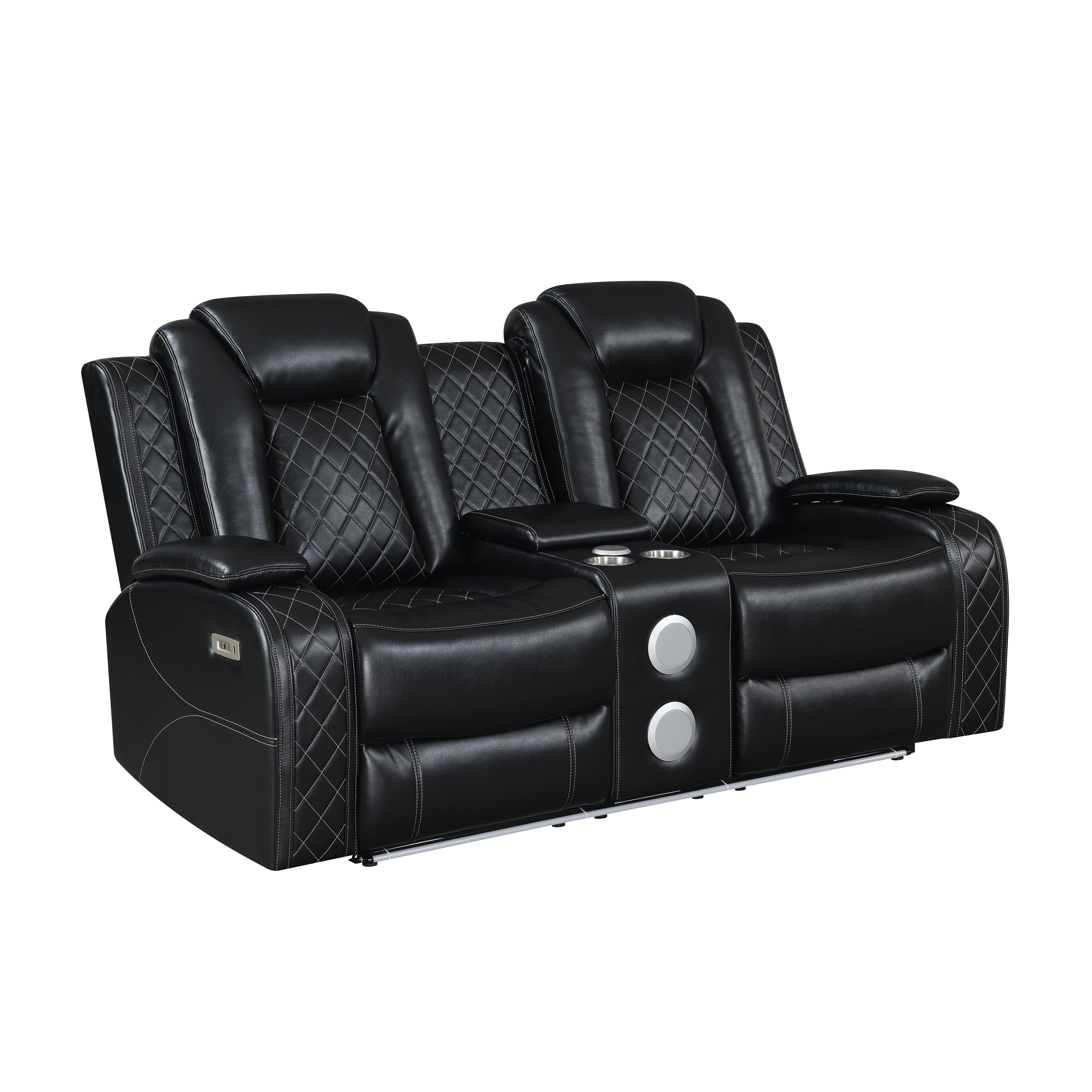 ORION CONSOLE LOVESEAT W/ DUAL RECLINERS-BLACK - Ideal Furniture (Fresno,CA)