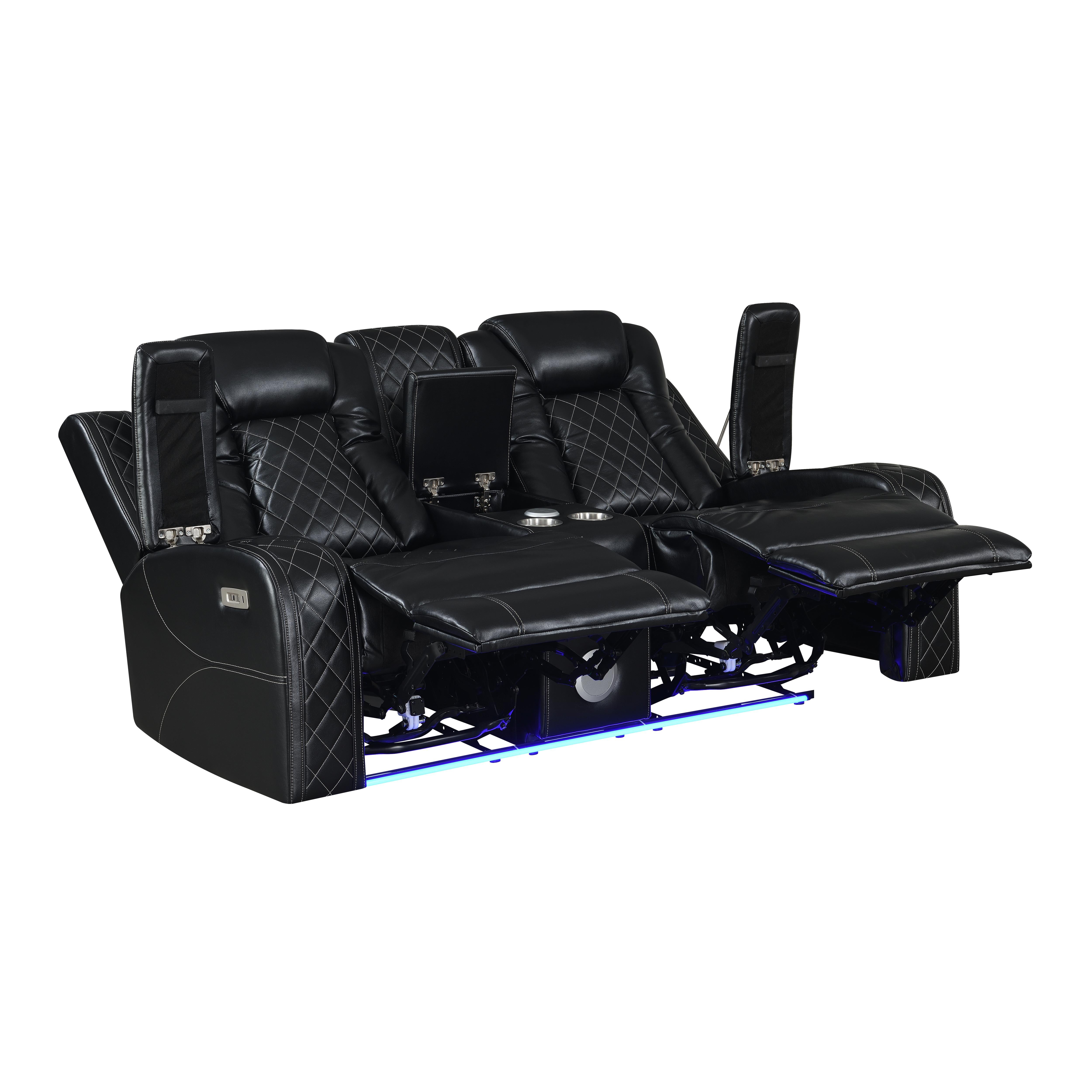 ORION CONSOLE LOVESEAT W/ DUAL RECLINERS-BLACK - Ideal Furniture (Fresno,CA)