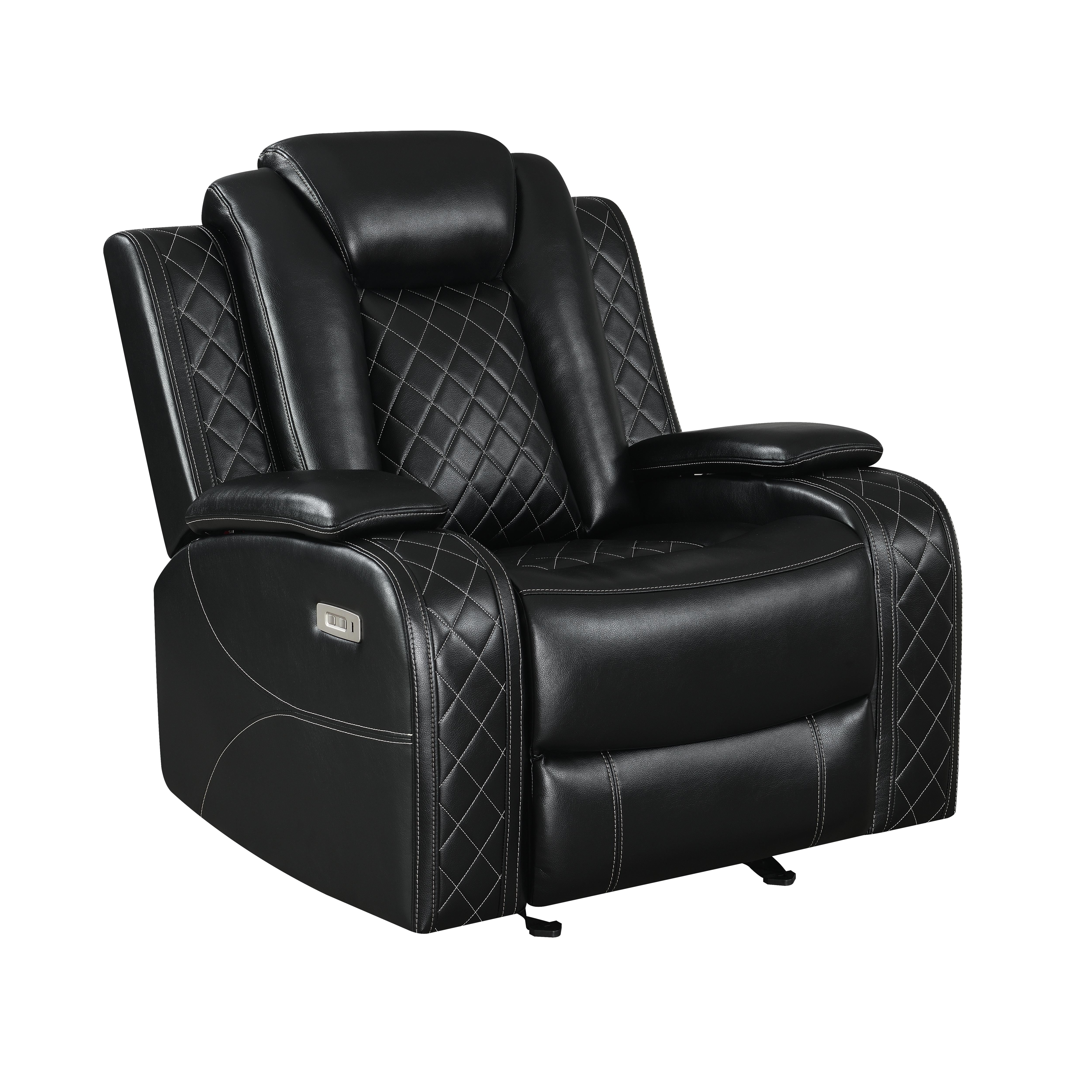 ORION GLIDER RECLINER W/ PWR FR & HR-BLACK - Ideal Furniture (Fresno,CA)