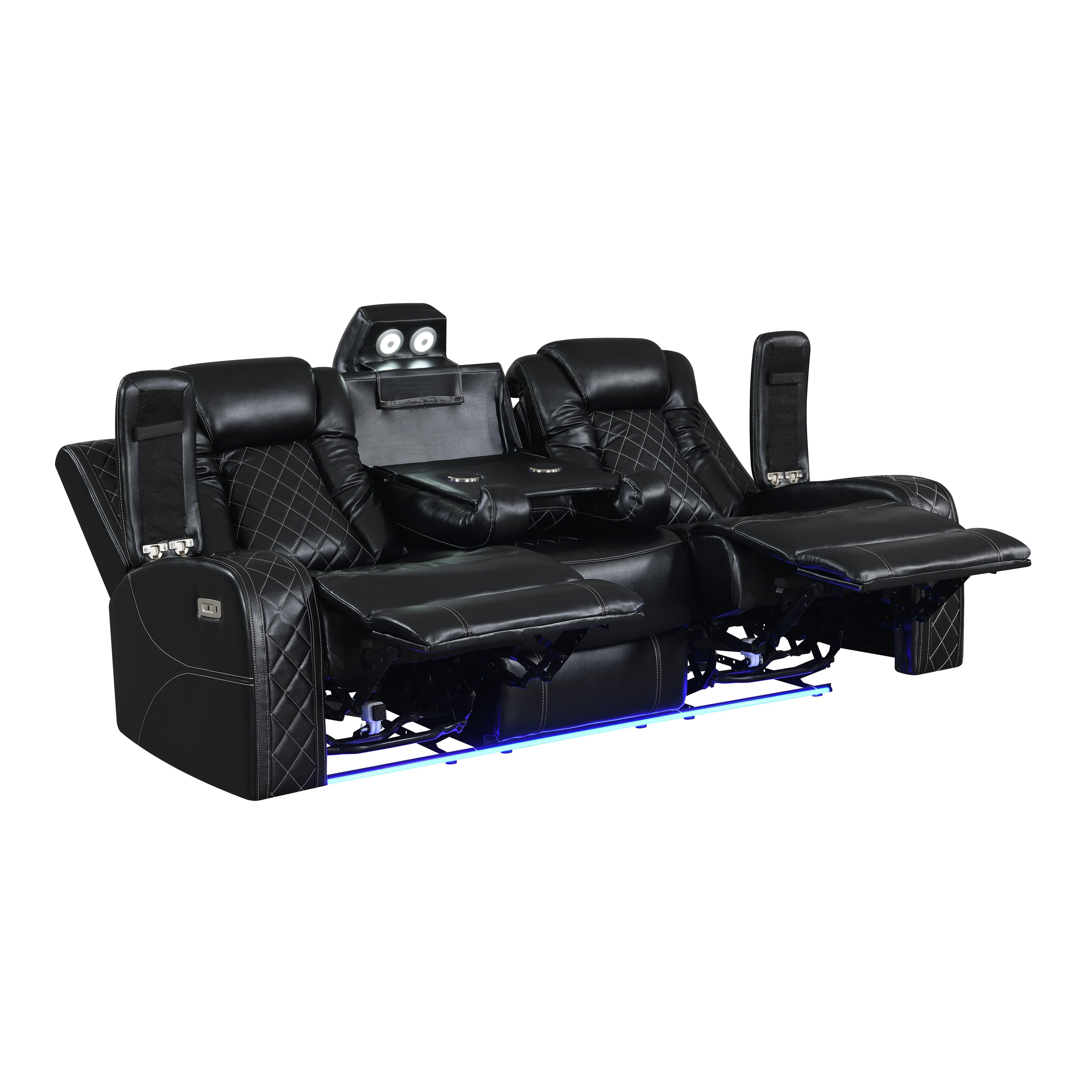 ORION SOFA W/DUAL RECLINER-BLACK - Ideal Furniture (Fresno,CA)