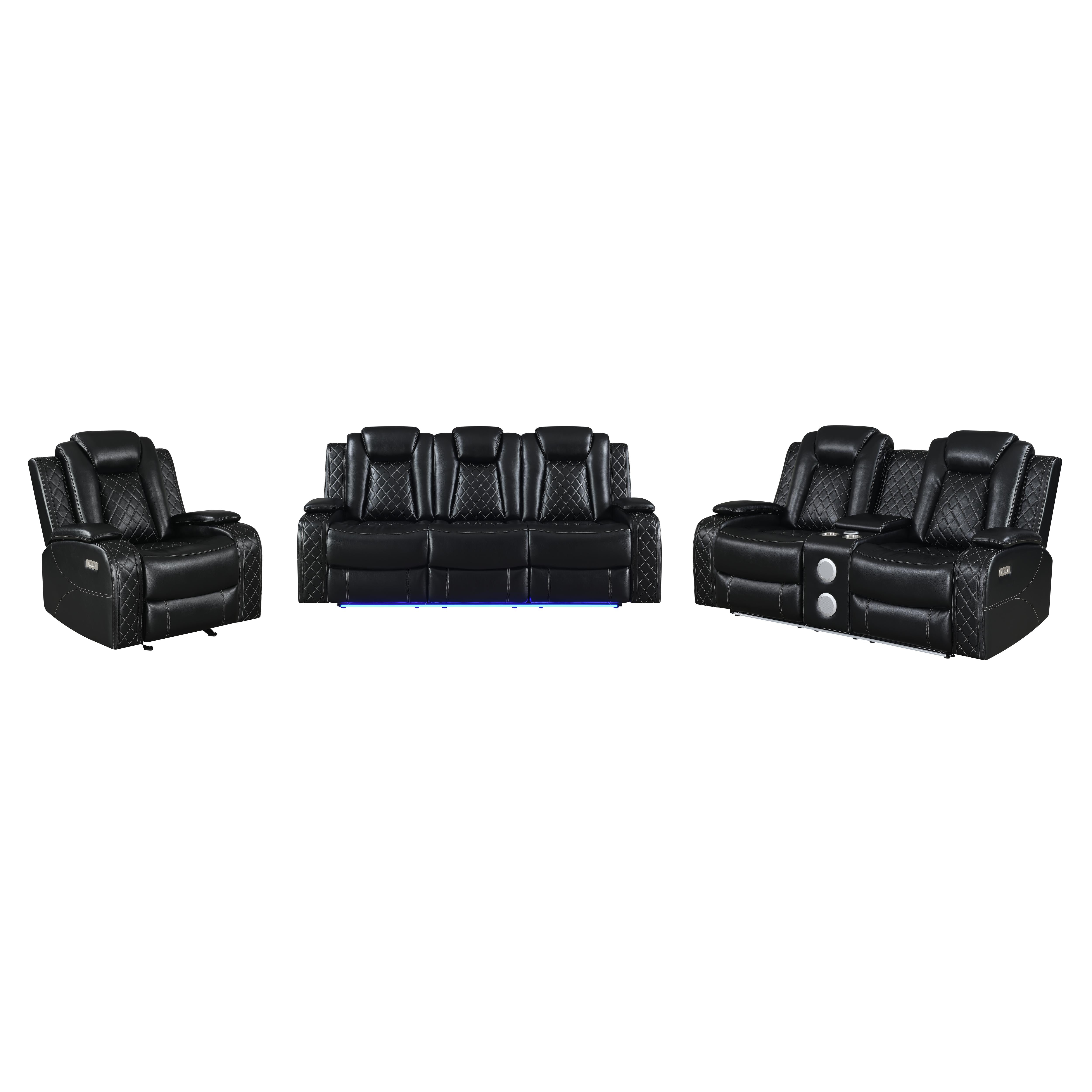 ORION SOFA W/DUAL RECLINER-BLACK - Ideal Furniture (Fresno,CA)