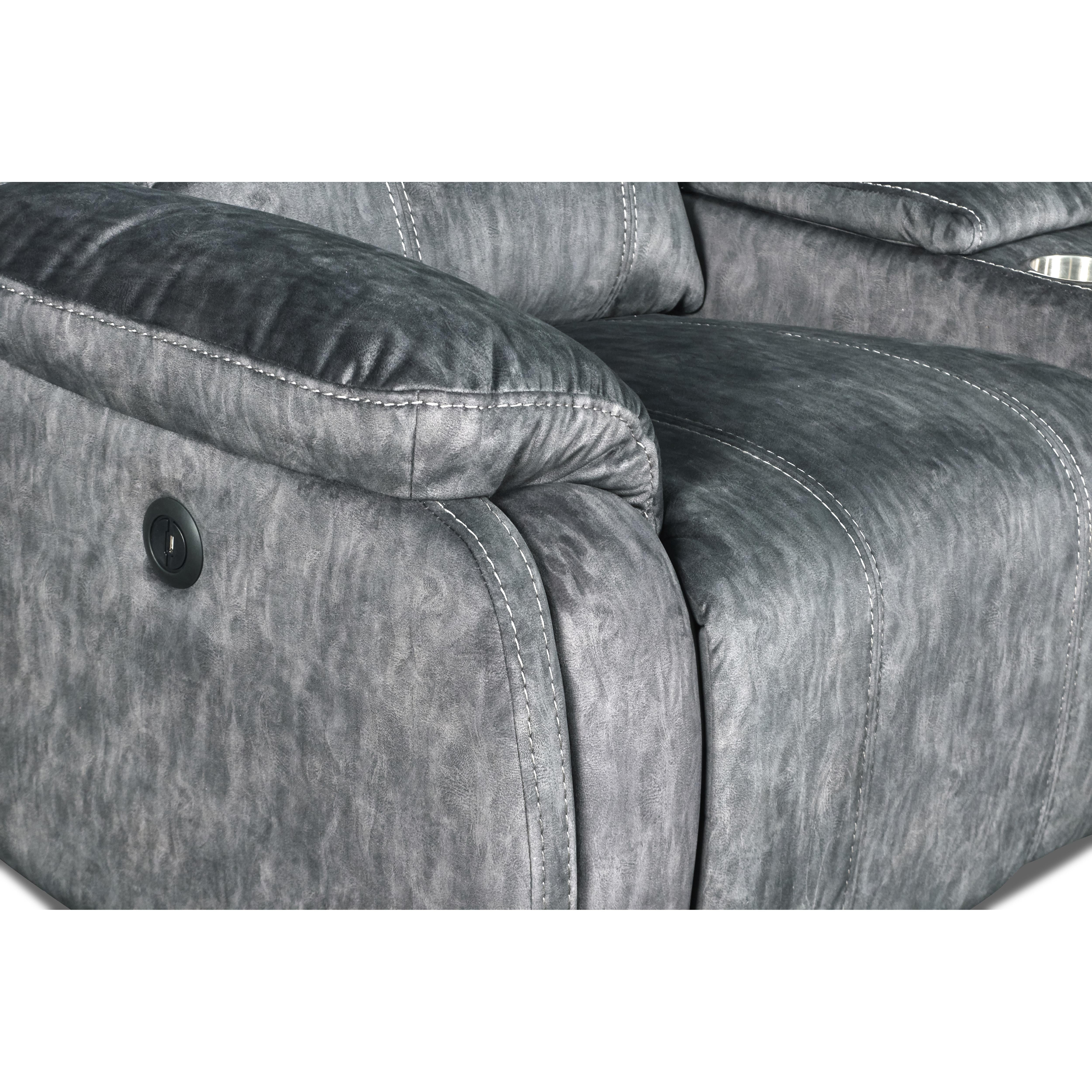 TANGO CONSOLE LOVESEAT W/SPEAKER & PWR FR-SHADOW - Ideal Furniture (Fresno,CA)