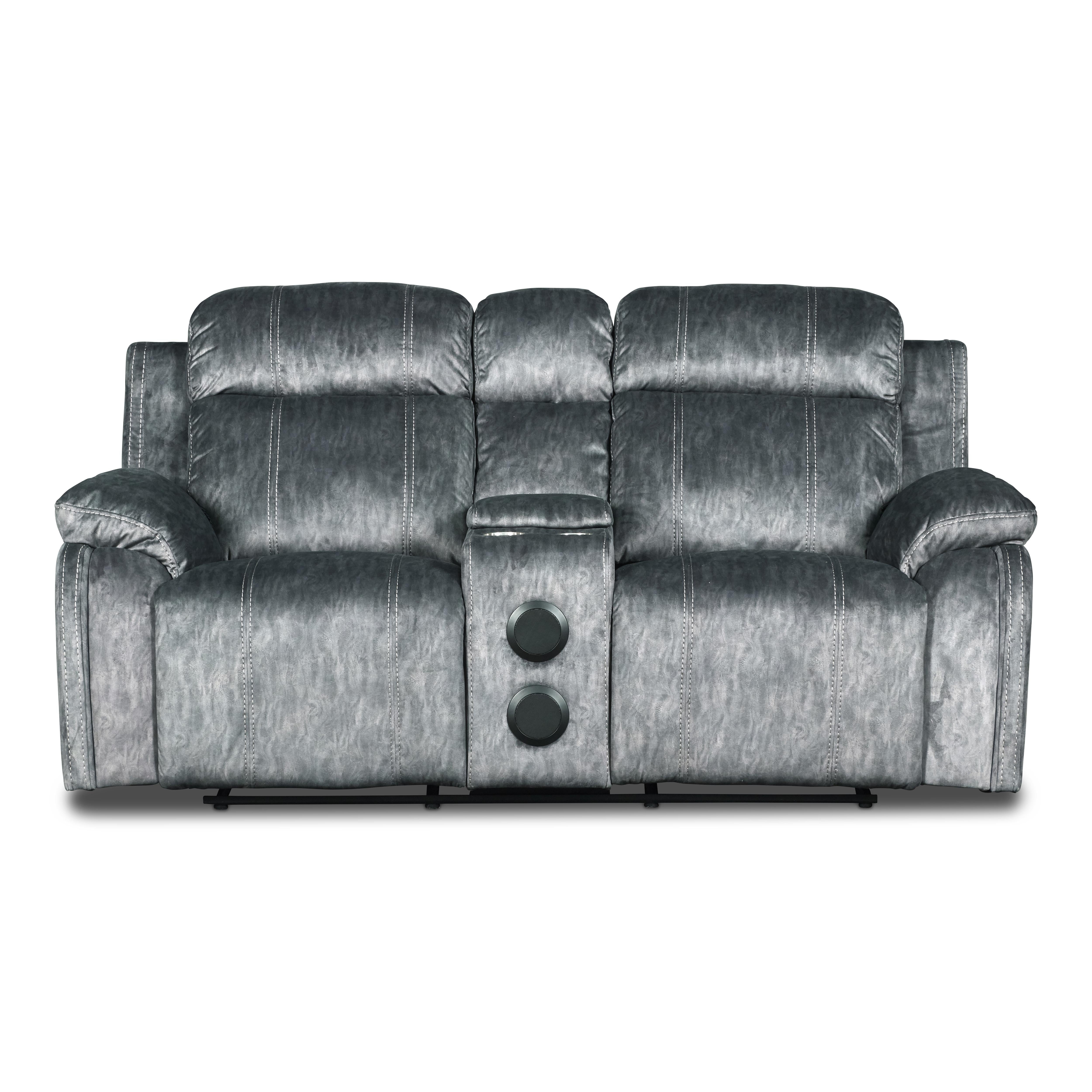 TANGO CONSOLE LOVESEAT W/SPEAKER & PWR FR-SHADOW - Ideal Furniture (Fresno,CA)