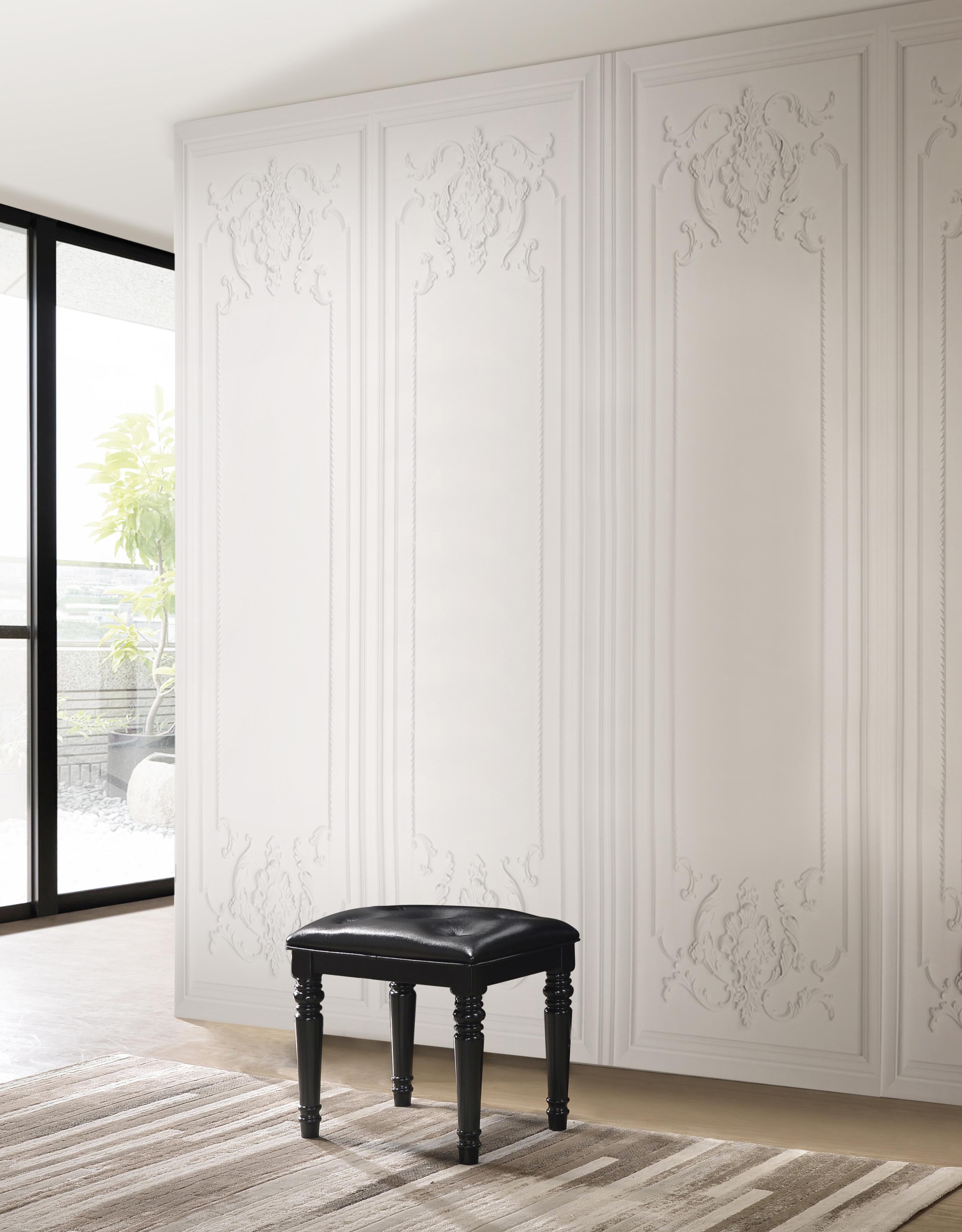 VALENTINO VANITY TABLE STOOL-BLACK - Ideal Furniture (Fresno,CA)