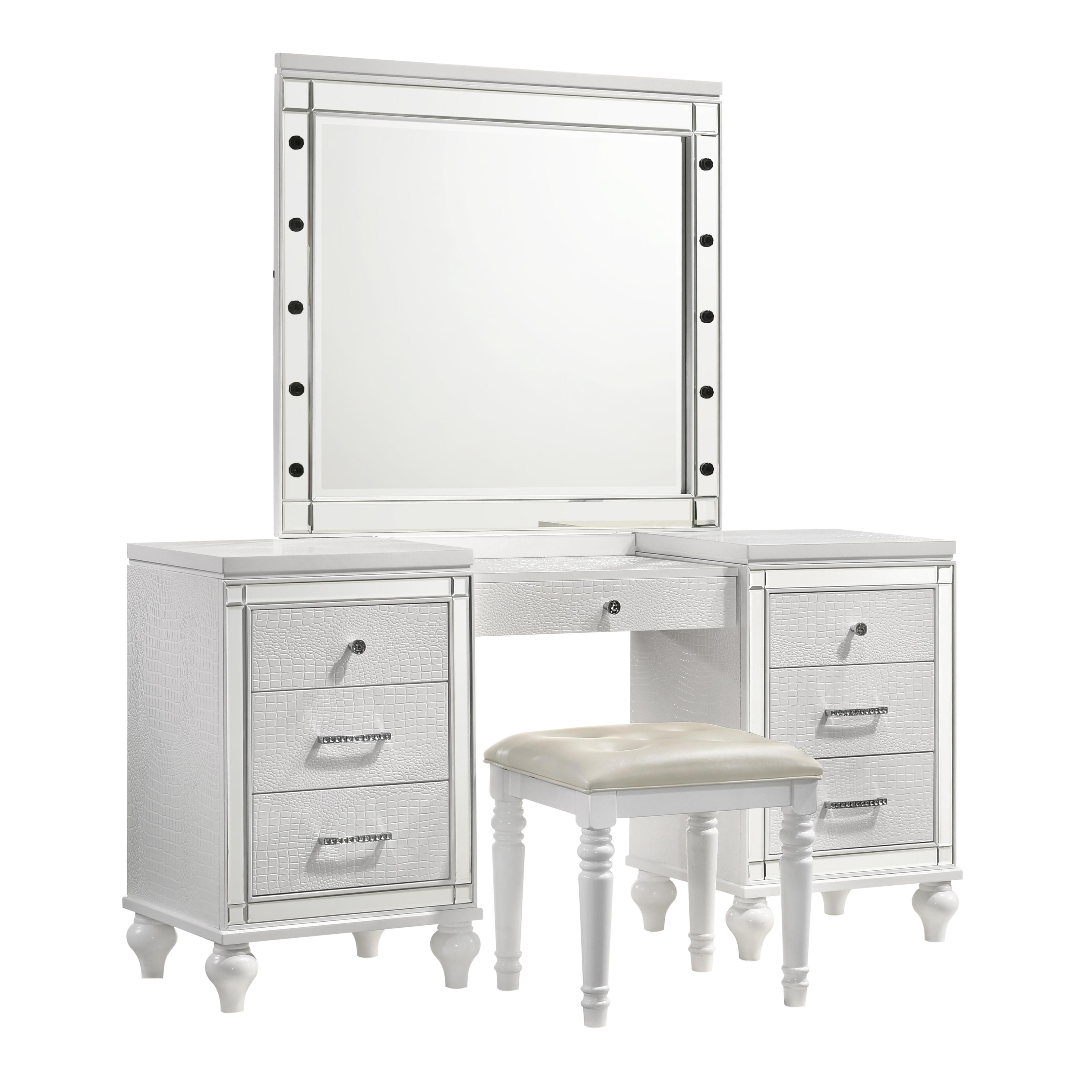 VALENTINO VANITY TABLE MIRROR (BULBS NOT INCLUDED)-WHITE - Ideal Furniture (Fresno,CA)