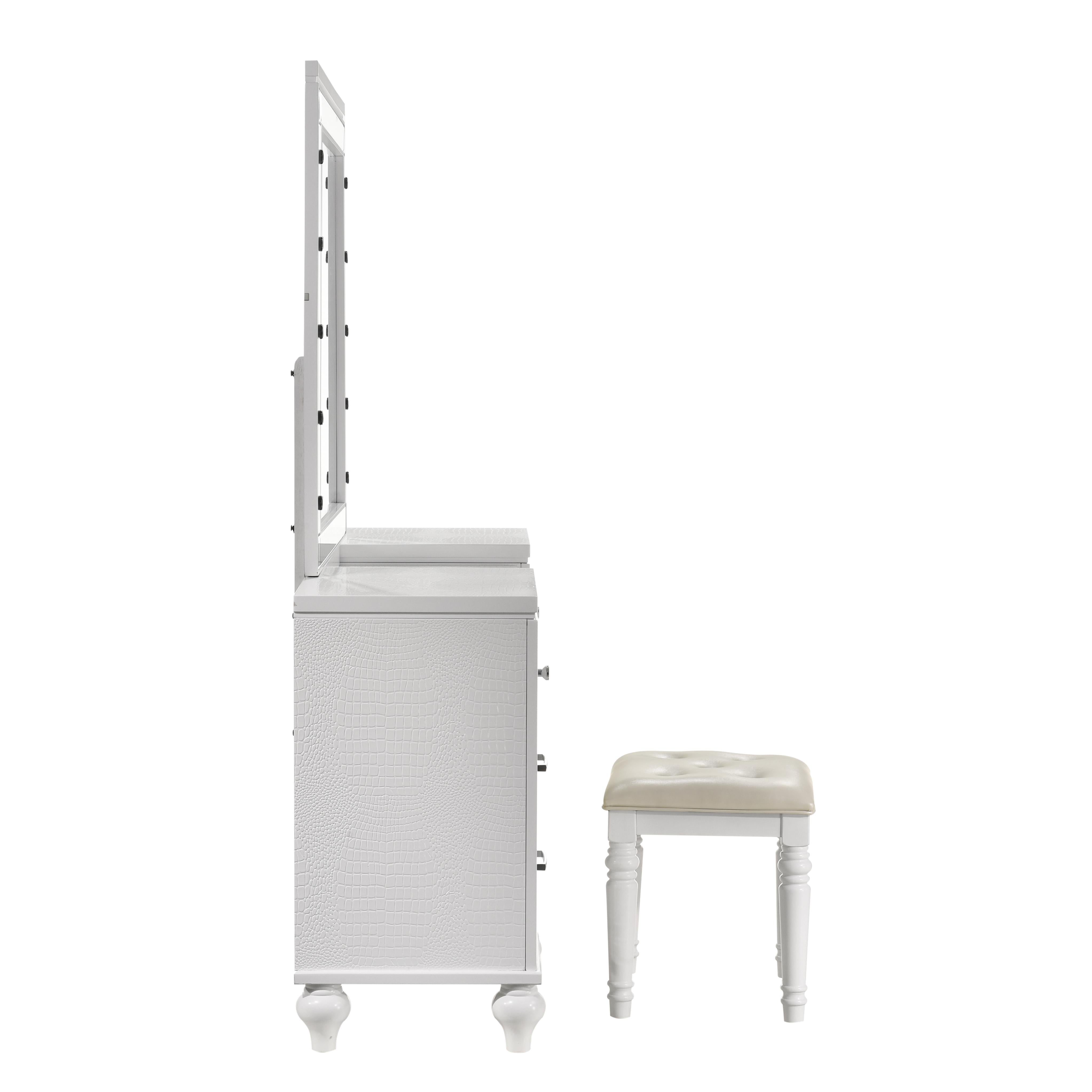 VALENTINO VANITY TABLE STOOL-WHITE - Ideal Furniture (Fresno,CA)