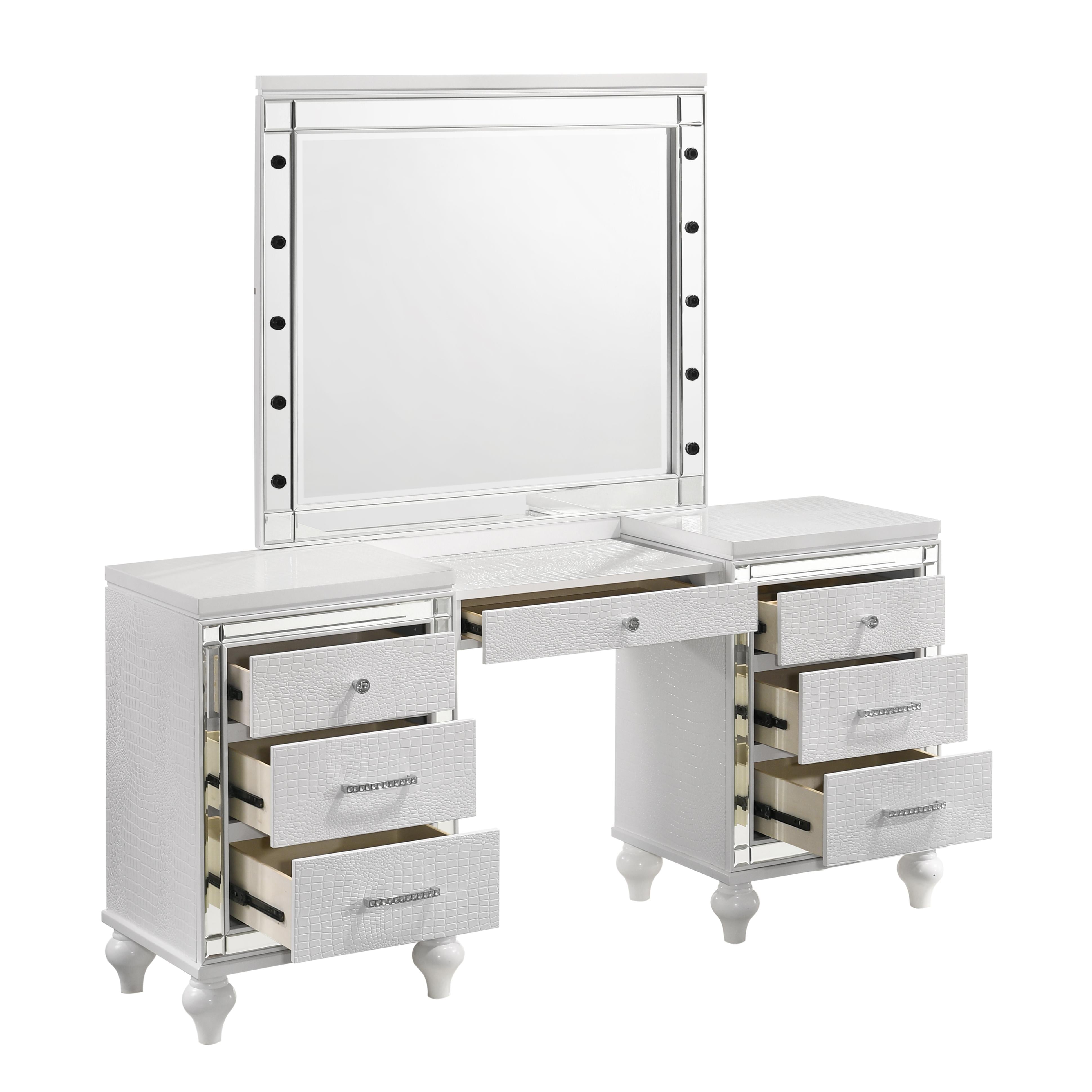 VALENTINO VANITY TABLE MIRROR (BULBS NOT INCLUDED)-WHITE - Ideal Furniture (Fresno,CA)