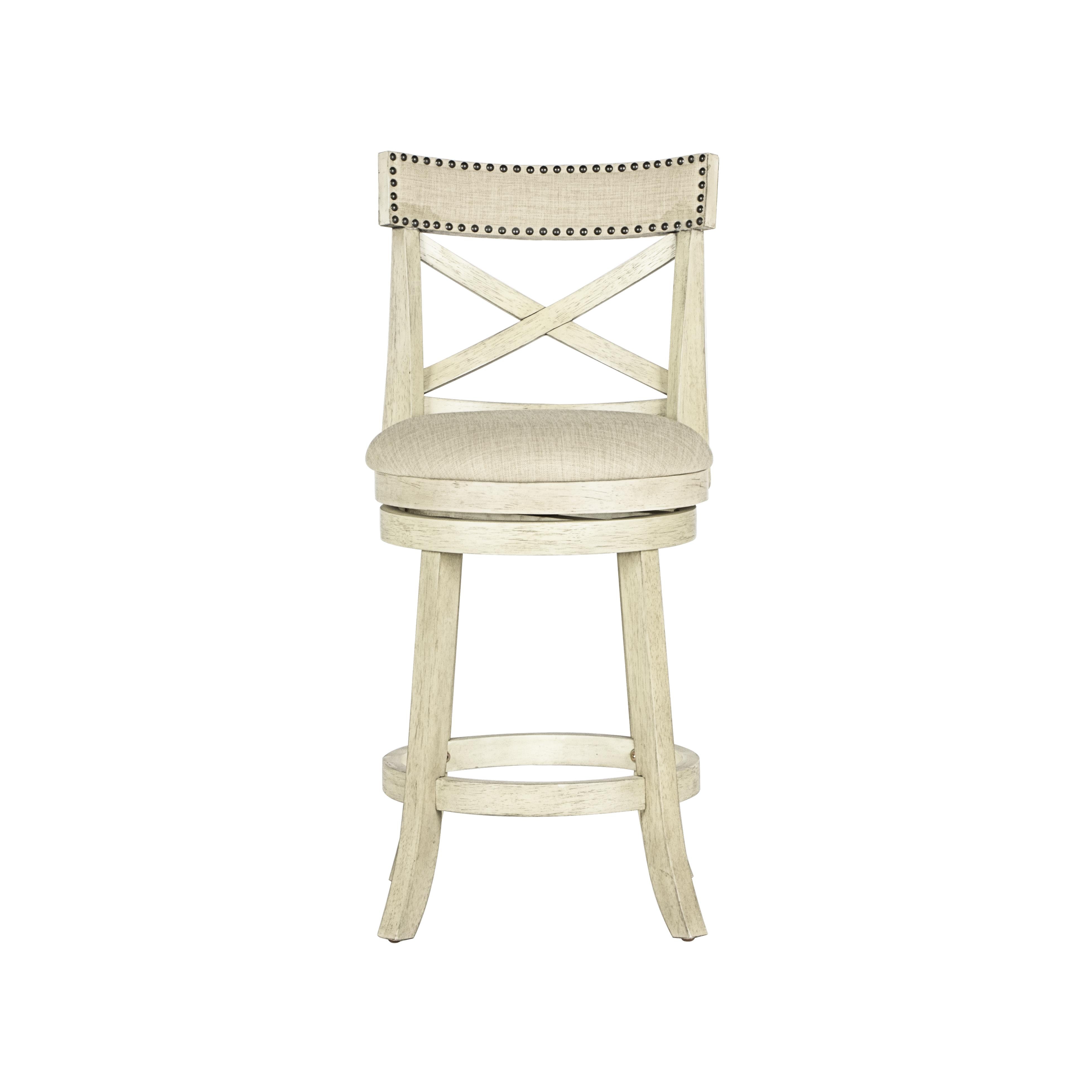 YORK 24" COUNTER STOOL-ANT WHITE W/FABRIC SEAT - Ideal Furniture (Fresno,CA)