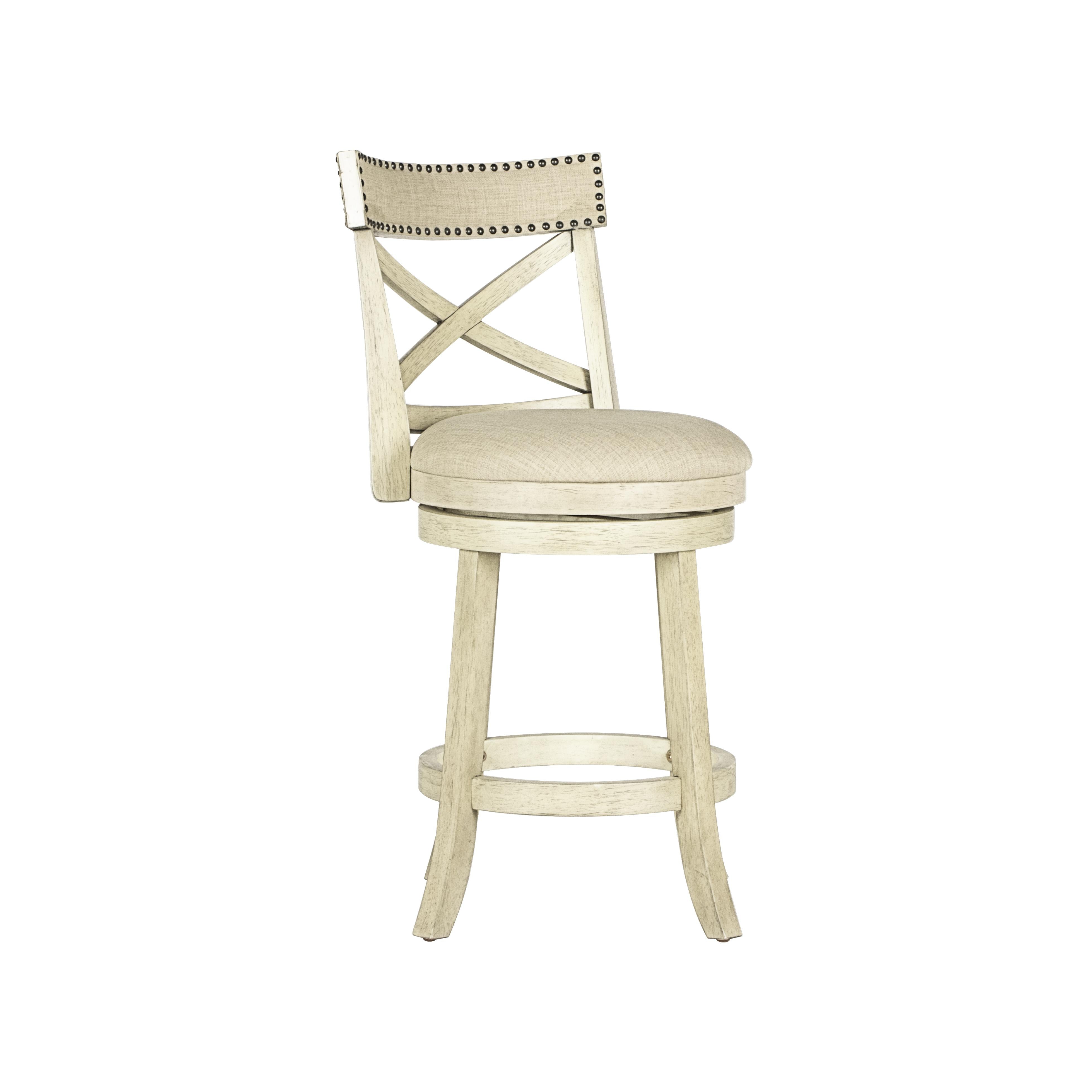 YORK 24" COUNTER STOOL-ANT WHITE W/FABRIC SEAT - Ideal Furniture (Fresno,CA)