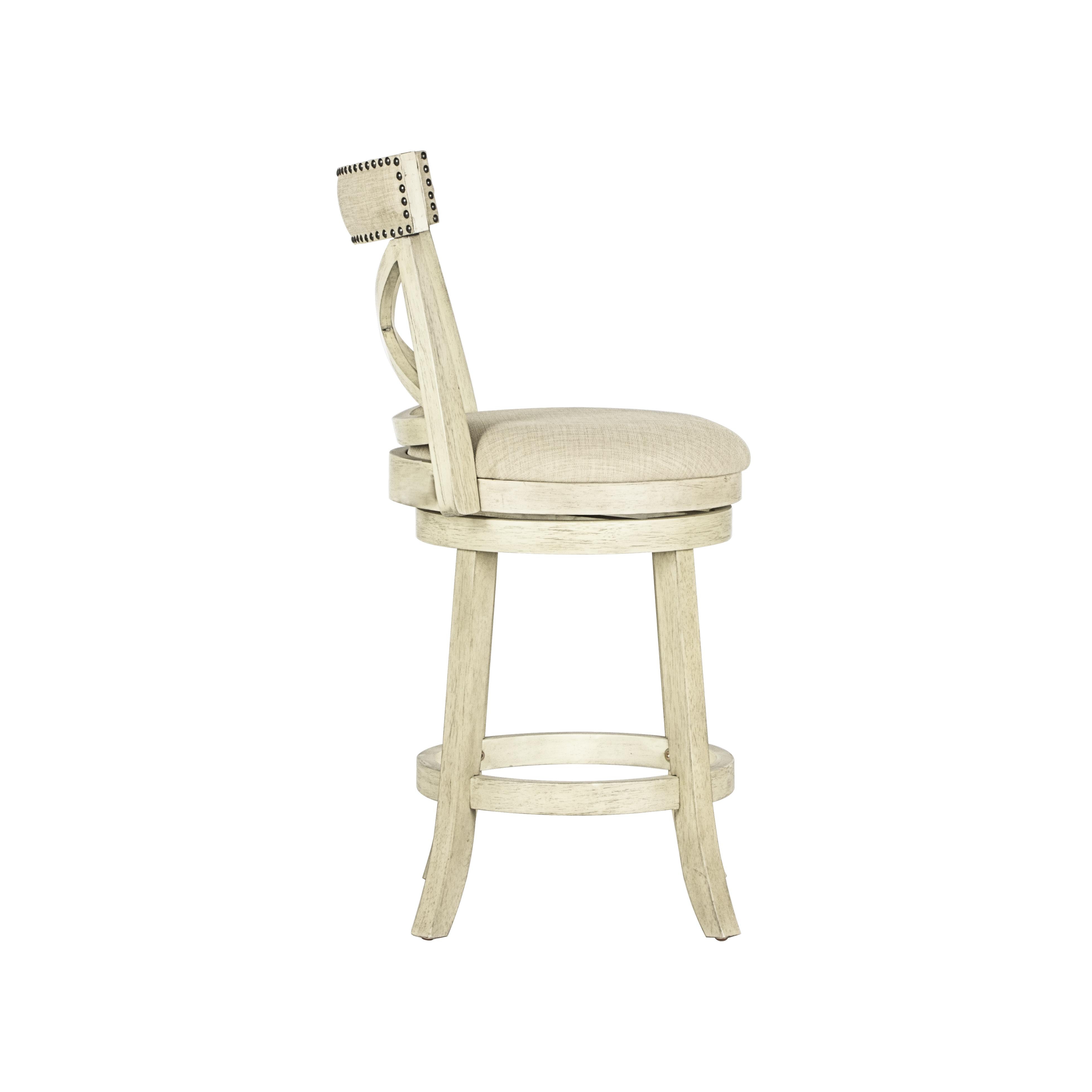 YORK 24" COUNTER STOOL-ANT WHITE W/FABRIC SEAT - Ideal Furniture (Fresno,CA)