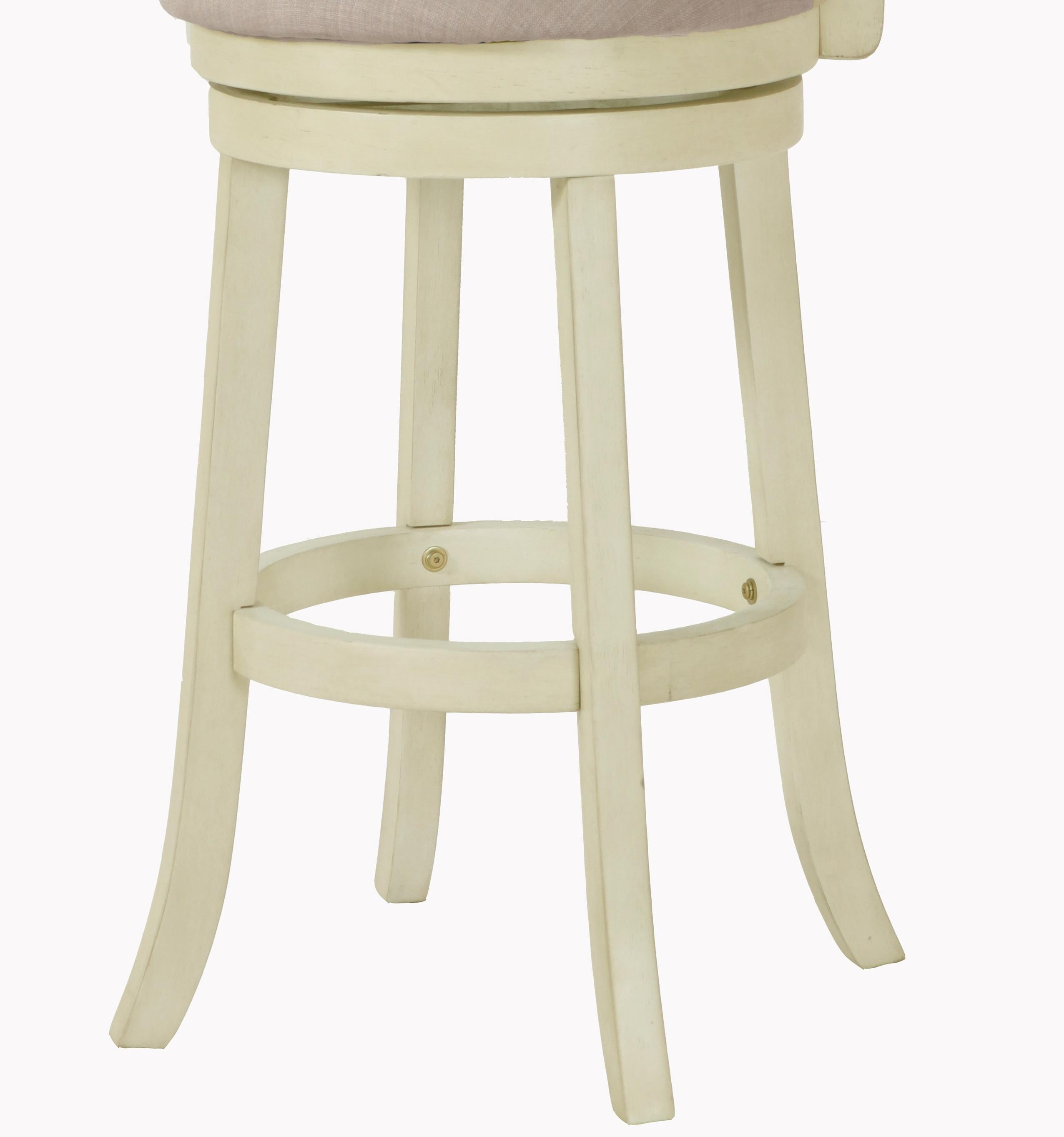 YORK 29" BAR STOOL-ANT WHITE W/FABRIC SEAT - Ideal Furniture (Fresno,CA)