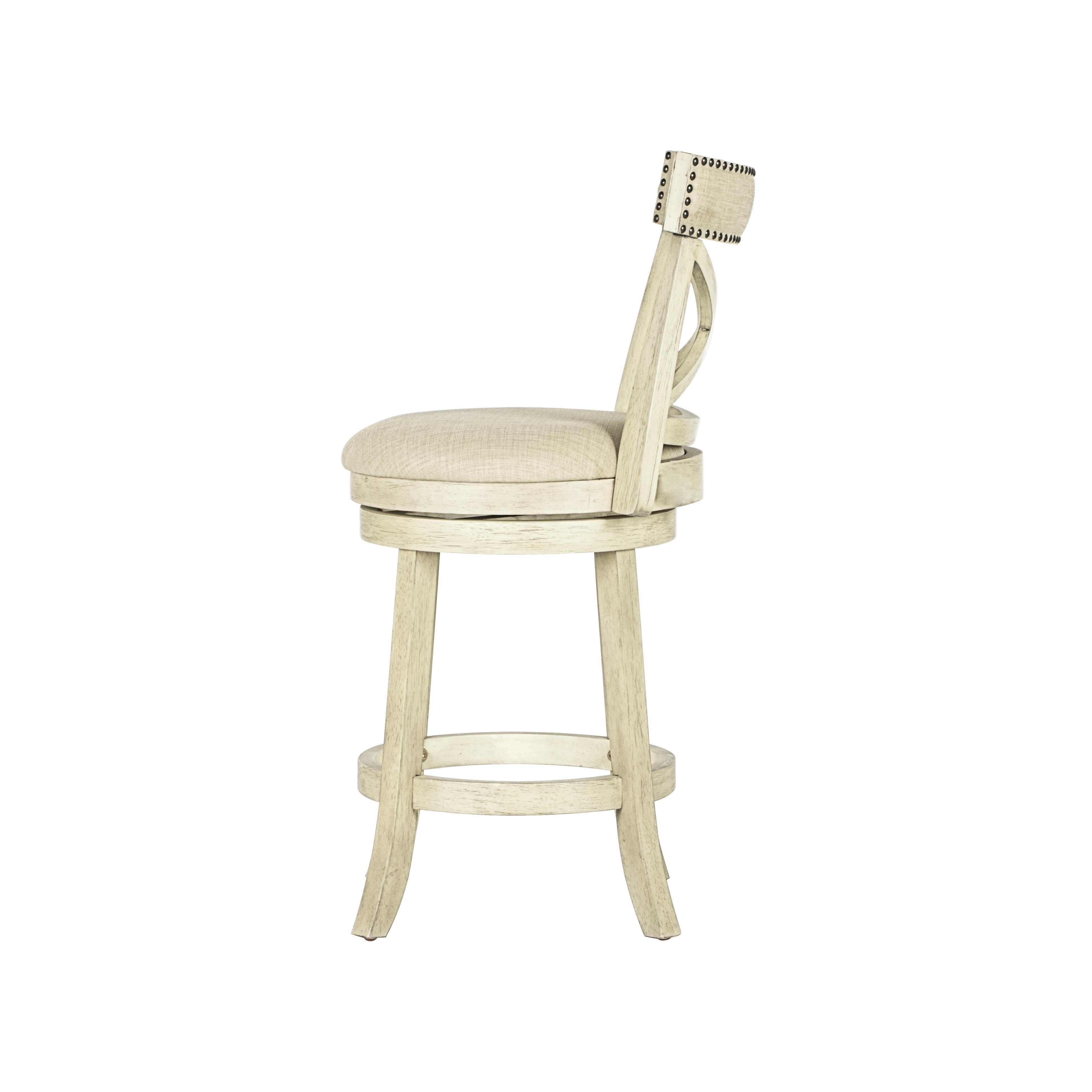YORK 24" COUNTER STOOL-ANT WHITE W/FABRIC SEAT - Ideal Furniture (Fresno,CA)
