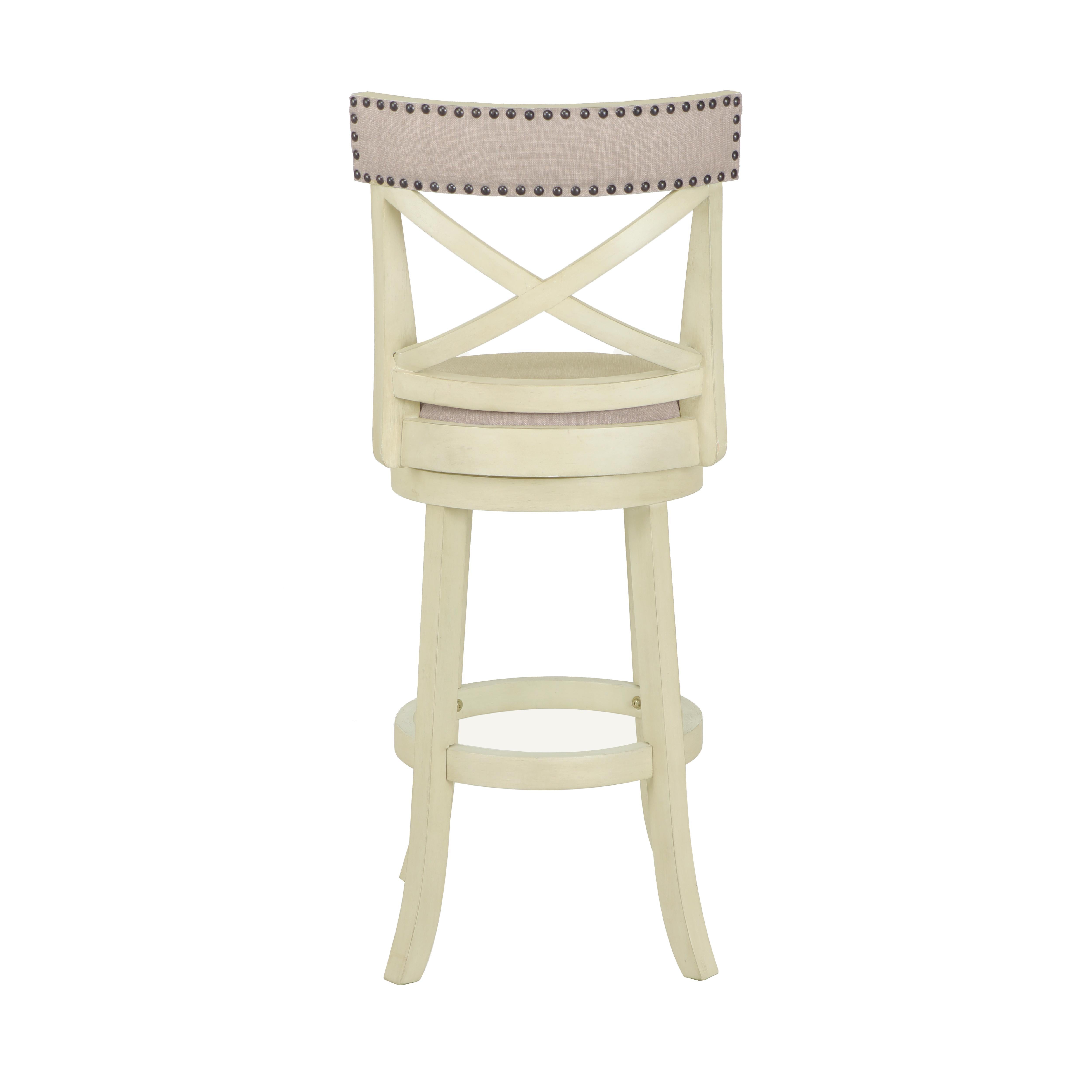 YORK 29" BAR STOOL-ANT WHITE W/FABRIC SEAT