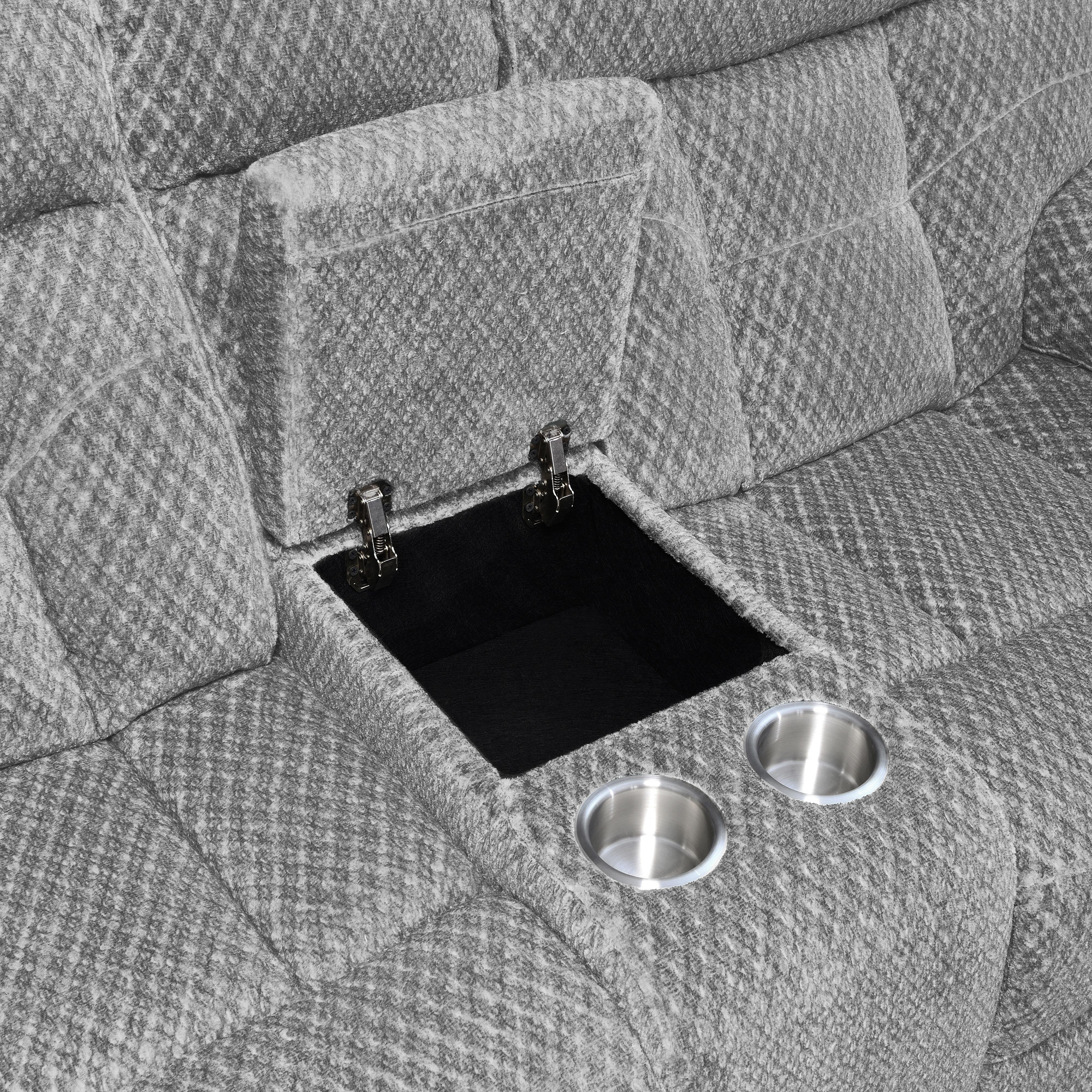 BRAVO CONSOLE LOVESEAT W/ DUAL RECLINERS-STONE - Ideal Furniture (Fresno,CA)