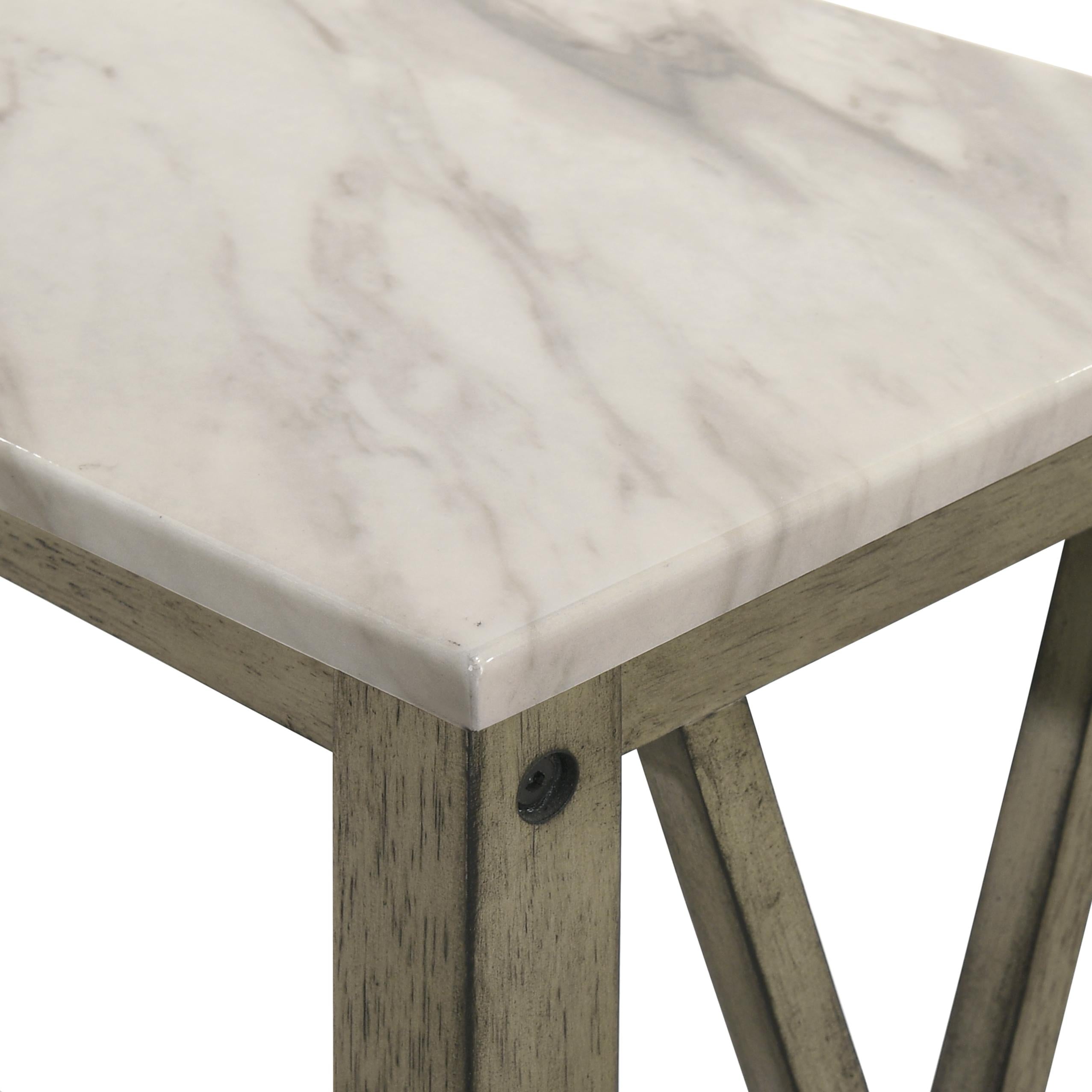 EDEN CHAIRSIDE TABLE-GRAY W/FAUX MARBLE TOP - Ideal Furniture (Fresno,CA)