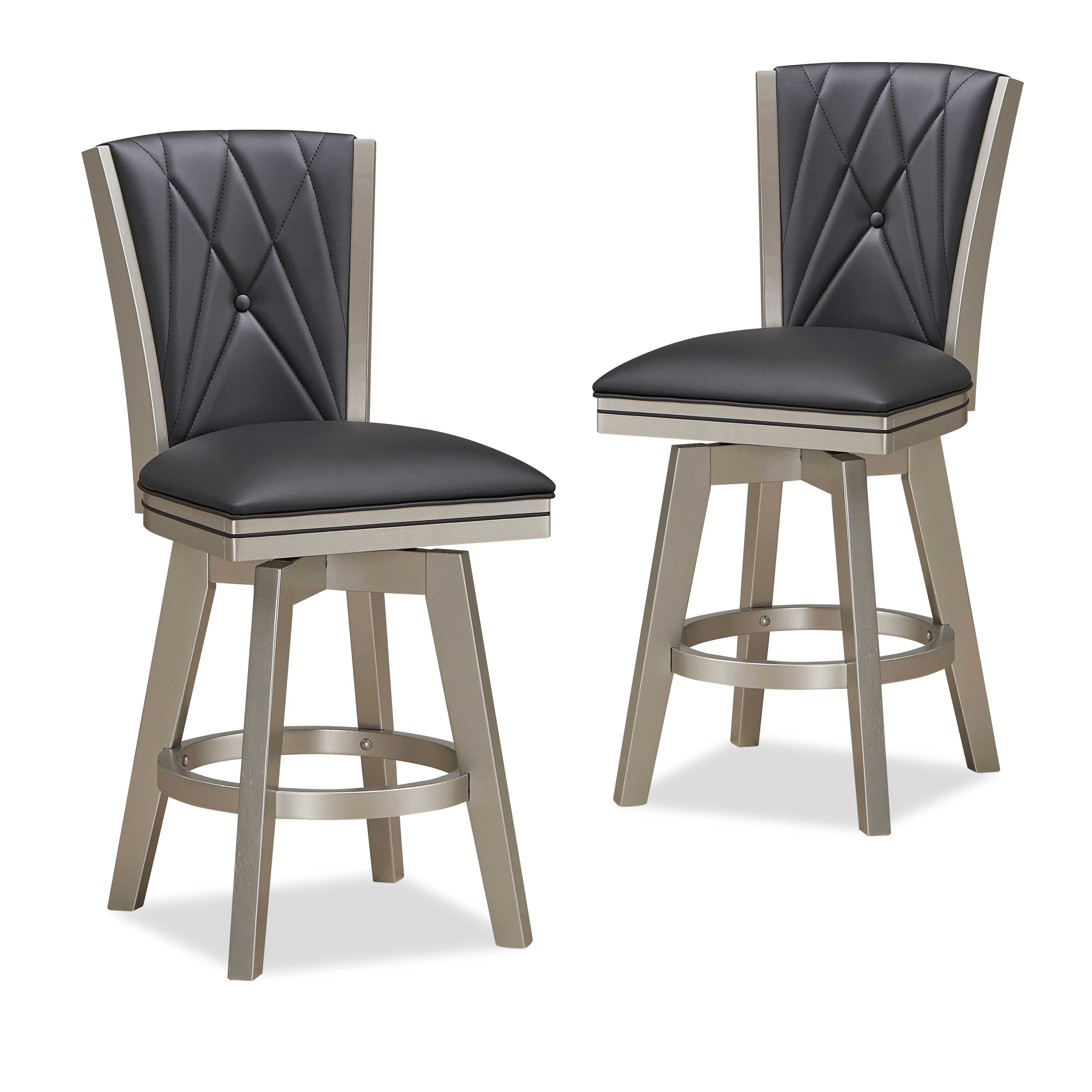 BERKELY 24" SWIVEL COUNTER STOOL-BLK/PLATINUM - Ideal Furniture (Fresno,CA)