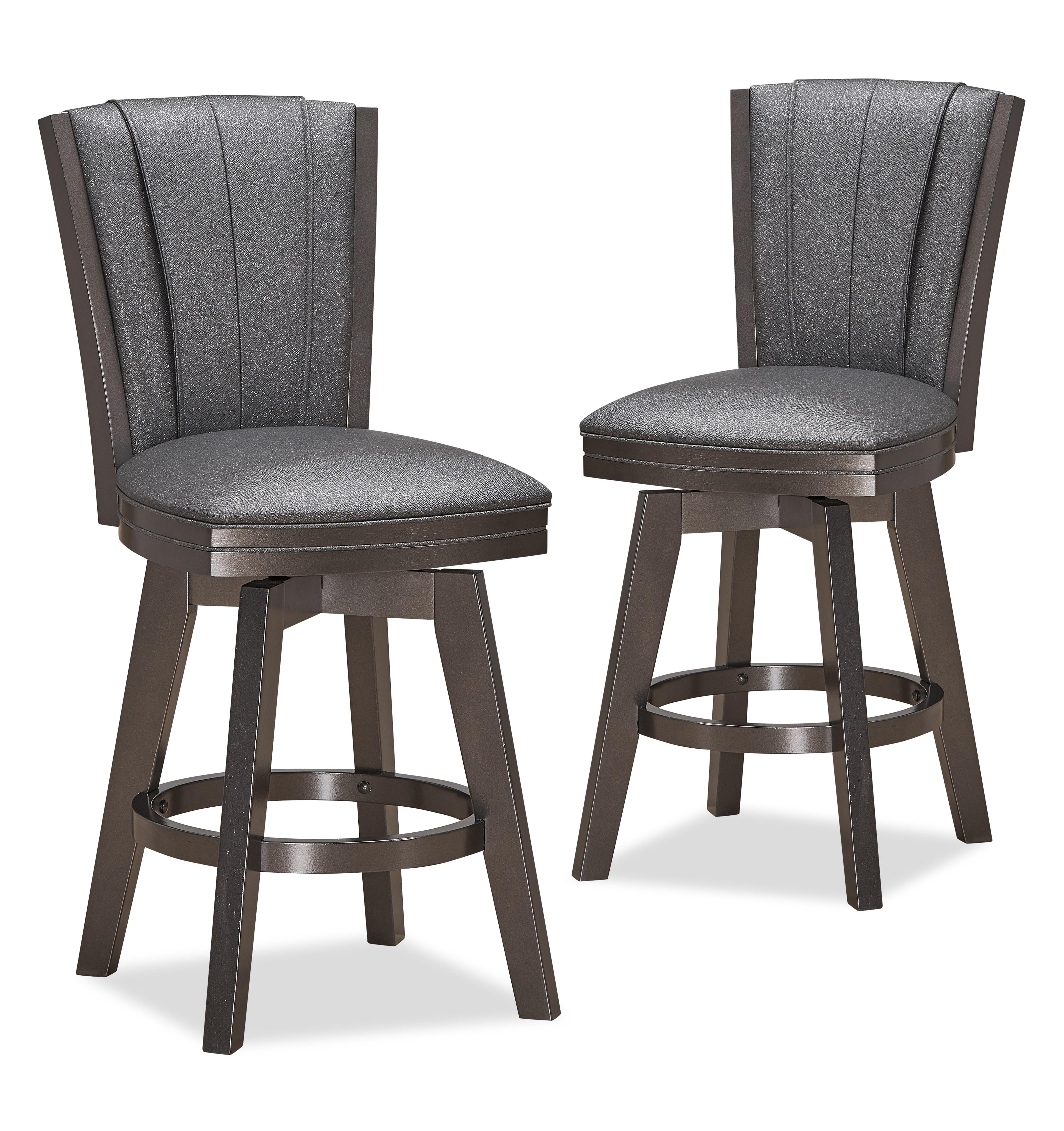 DIVA 24" SWIVEL COUNTER STOOL-GLITTER GRAY - Ideal Furniture (Fresno,CA)