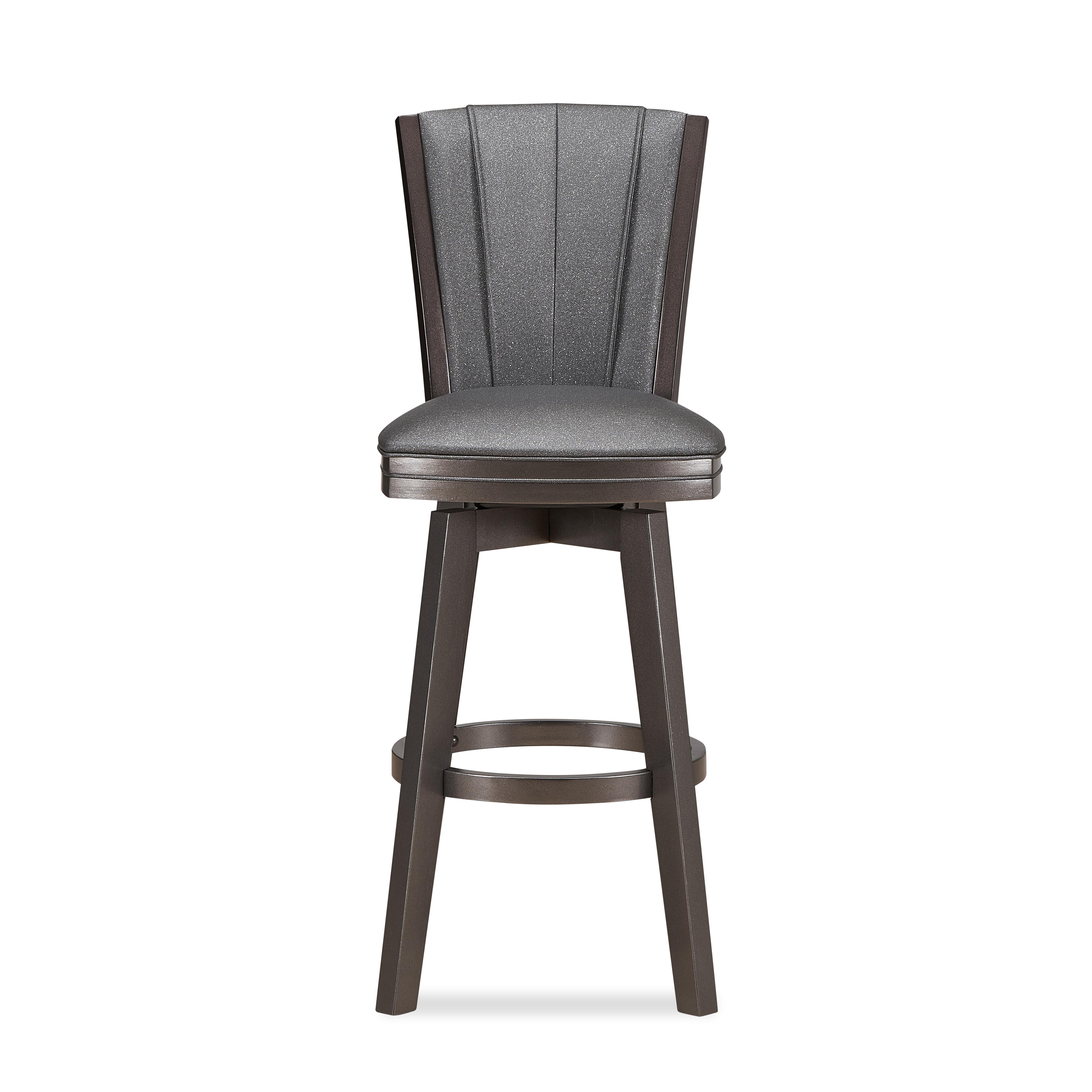 DIVA 30" SWIVEL BAR STOOL-GLITTER GRAY - Ideal Furniture (Fresno,CA)