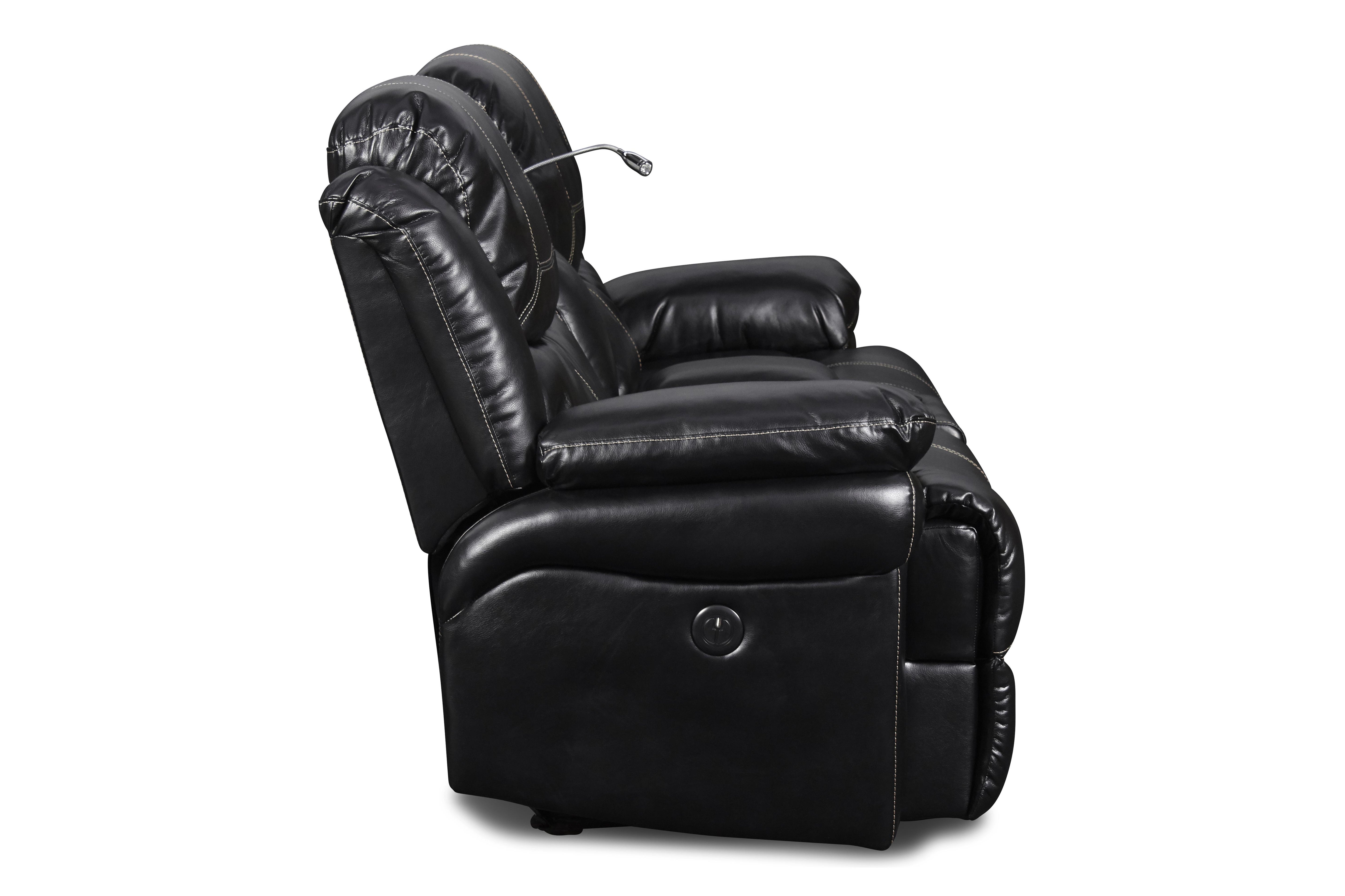 FLYNN CONSOLE LOVESEAT W/READING LIGHT, PWR FR- BLACK - Ideal Furniture (Fresno,CA)