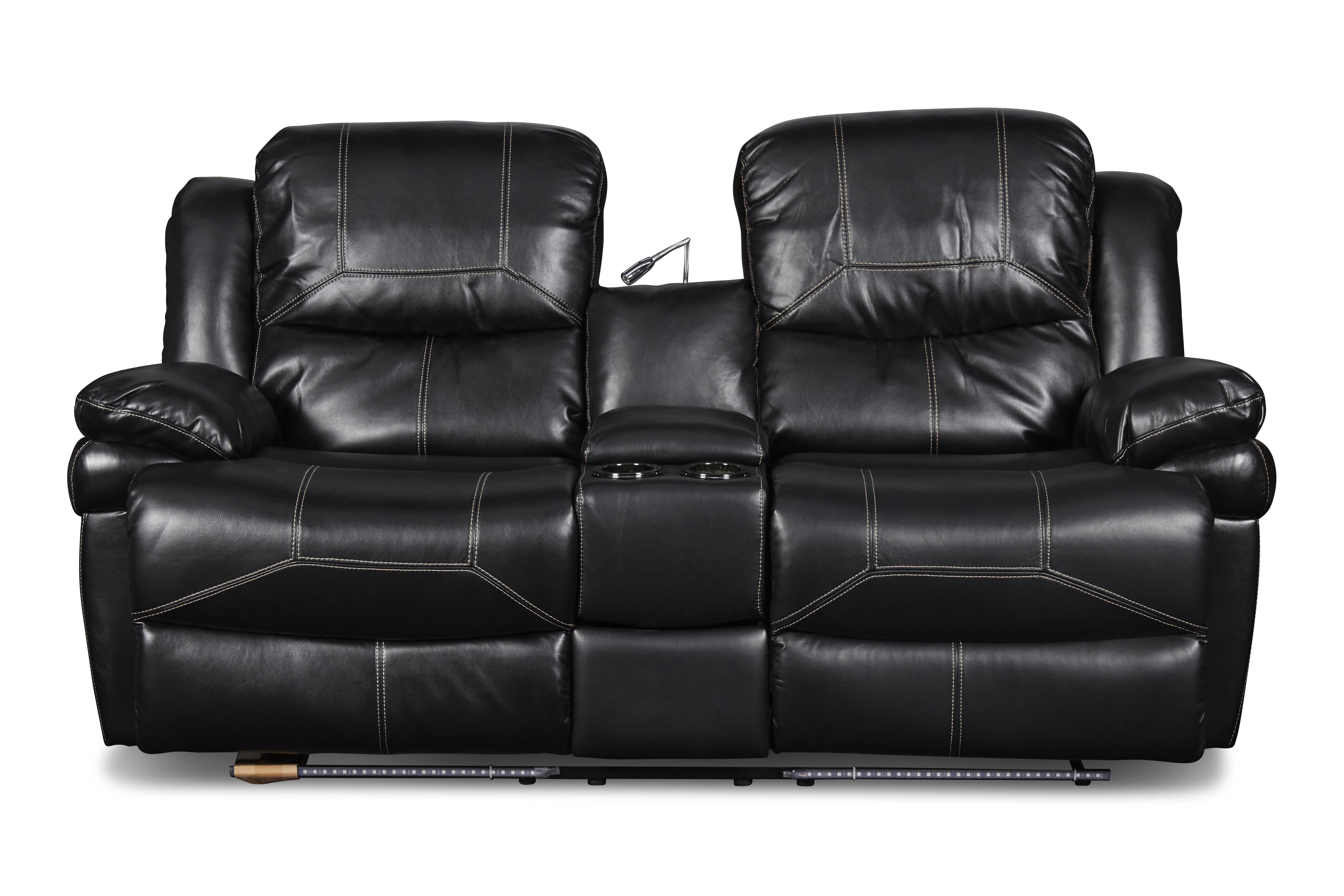 FLYNN CONSOLE LOVESEAT W/READING LIGHT, PWR FR- BLACK - Ideal Furniture (Fresno,CA)