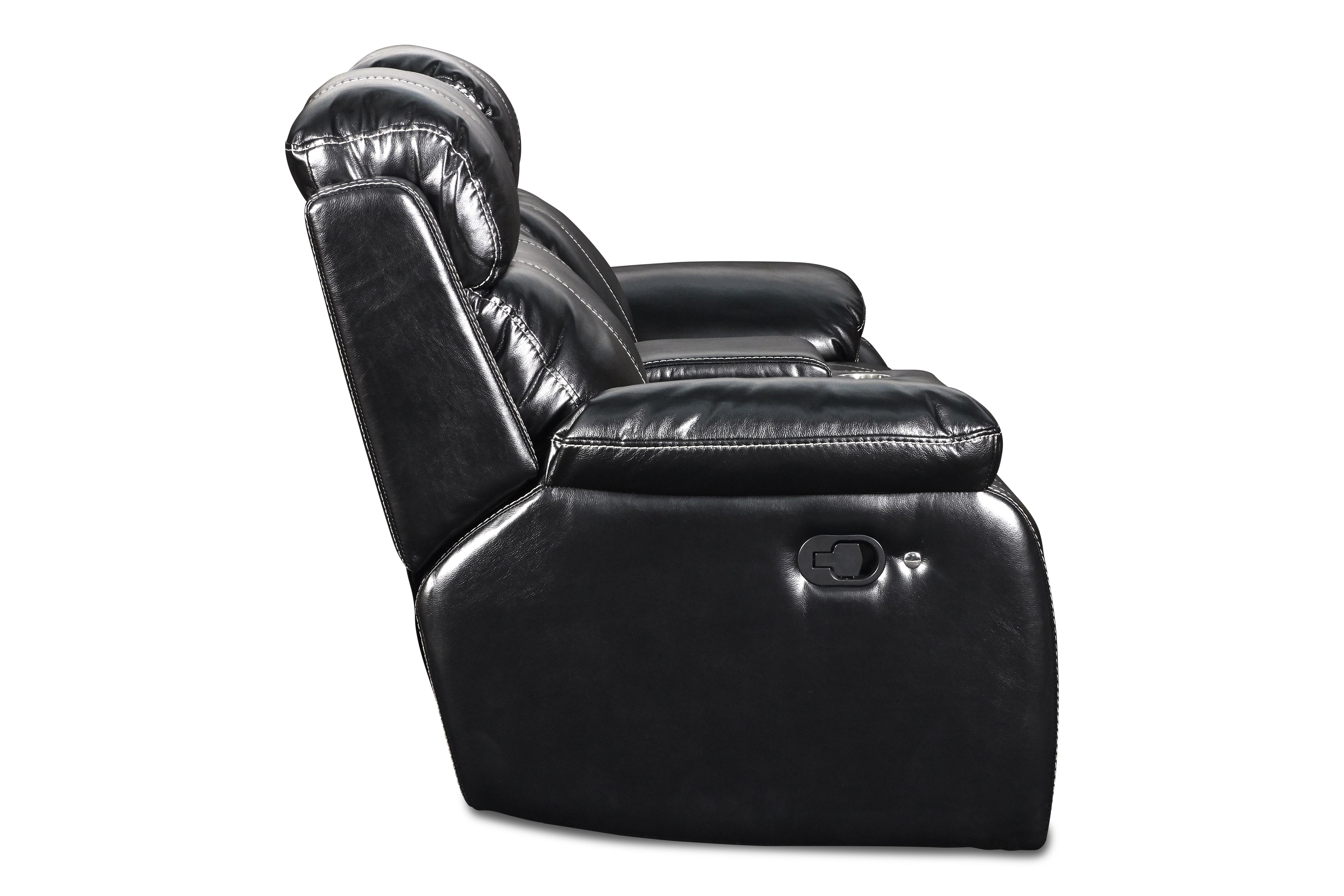FUSION CONSOLE LOVESEAT W/SPEAKER-EBONY - Ideal Furniture (Fresno,CA)
