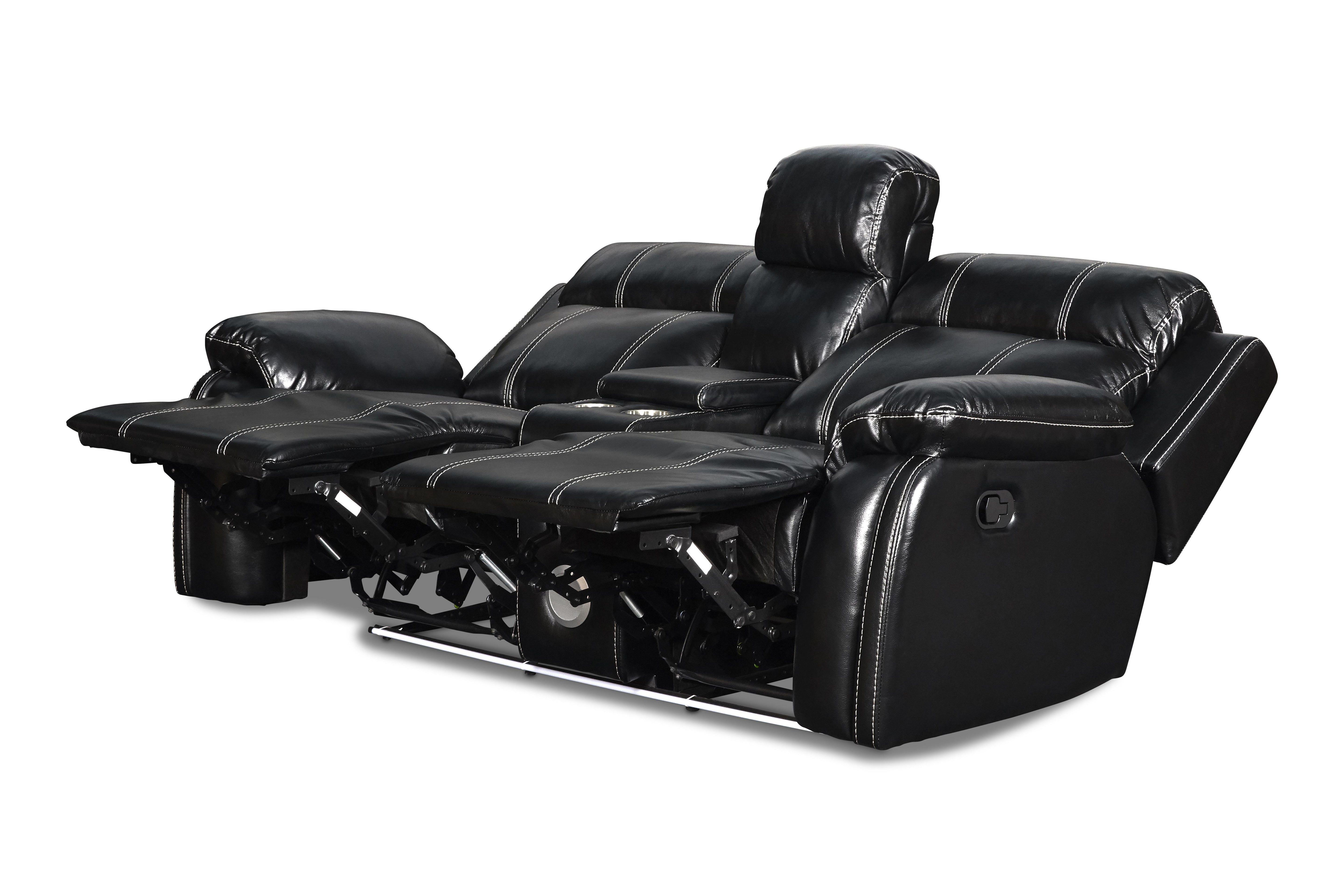 FUSION CONSOLE LOVESEAT W/SPEAKER-EBONY - Ideal Furniture (Fresno,CA)