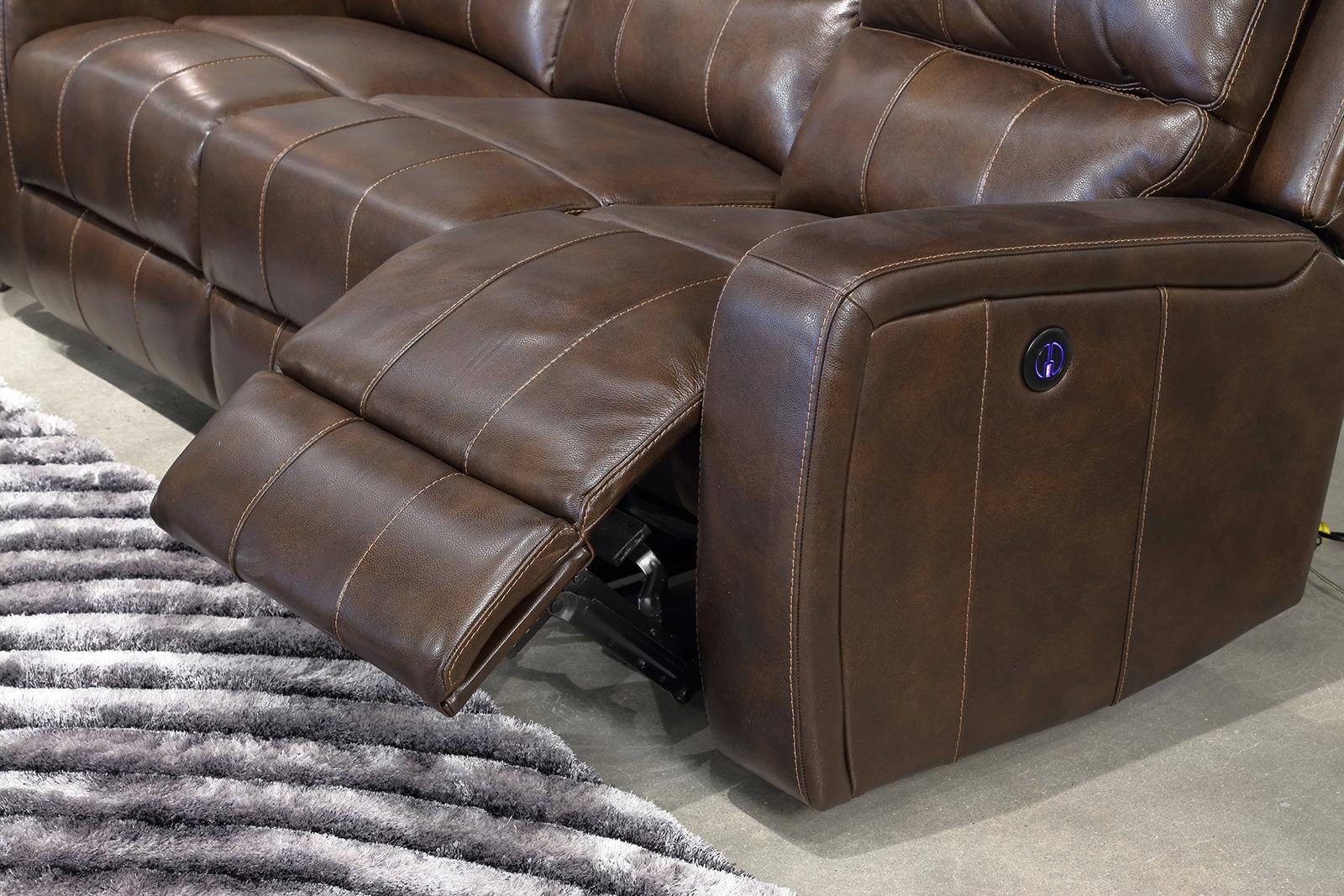 New Classic Furniture Linton Sofa with Power Footrest in Brown - Ideal Furniture (Fresno,CA)