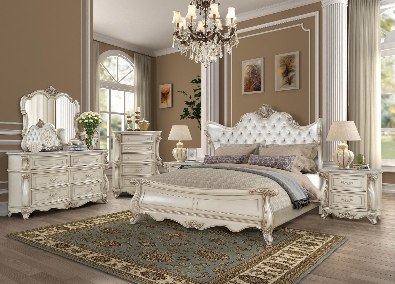 New Classic Furniture Monique King Panel Bed in Pearl - Ideal Furniture (Fresno,CA)
