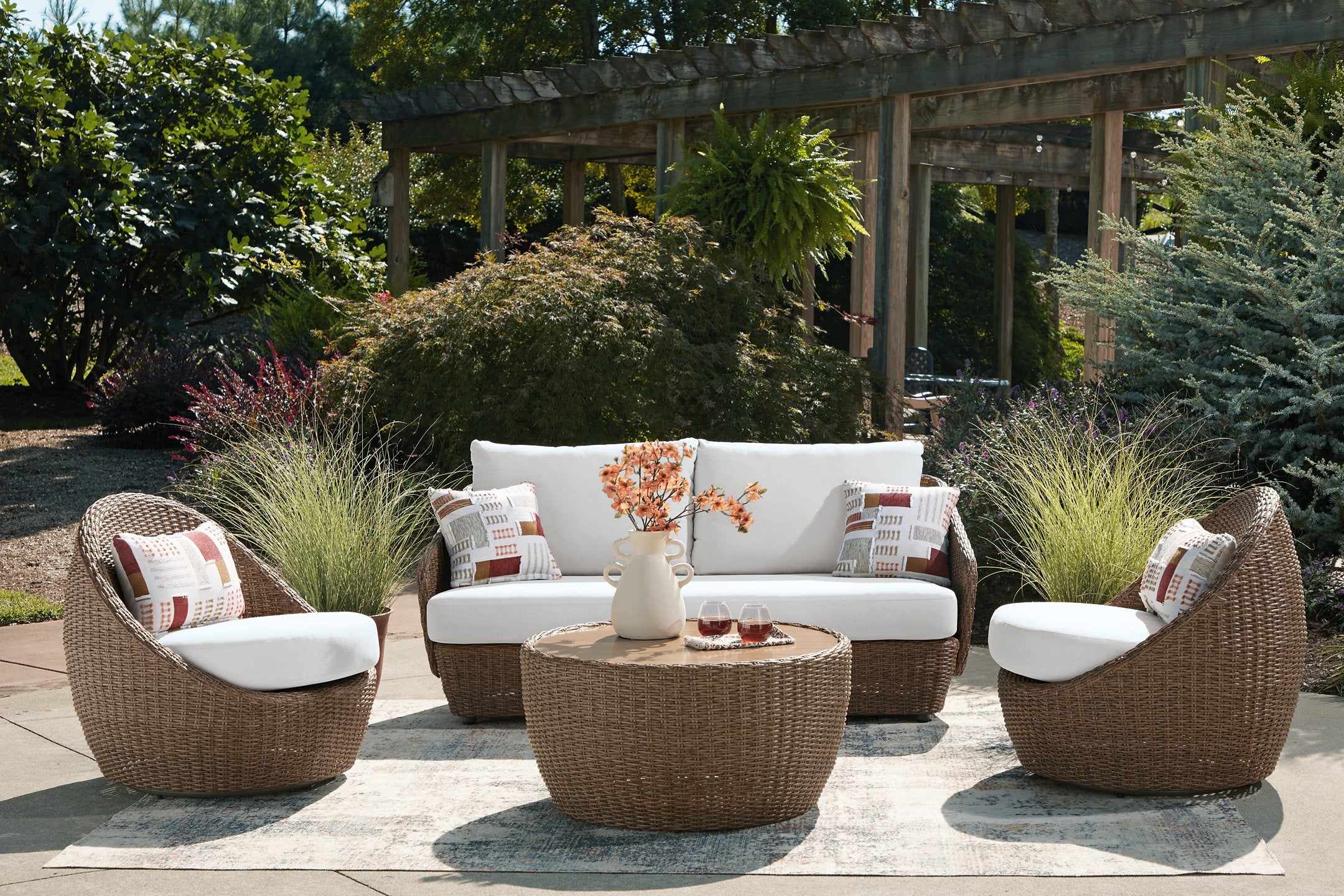 Double Point Outdoor Seating Set - Ideal Furniture (Fresno,CA)