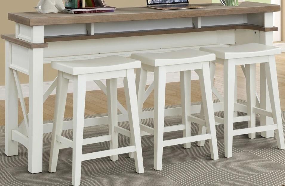 Parker House Americana Modern Everywhere Console with 3 Stools in Cotton