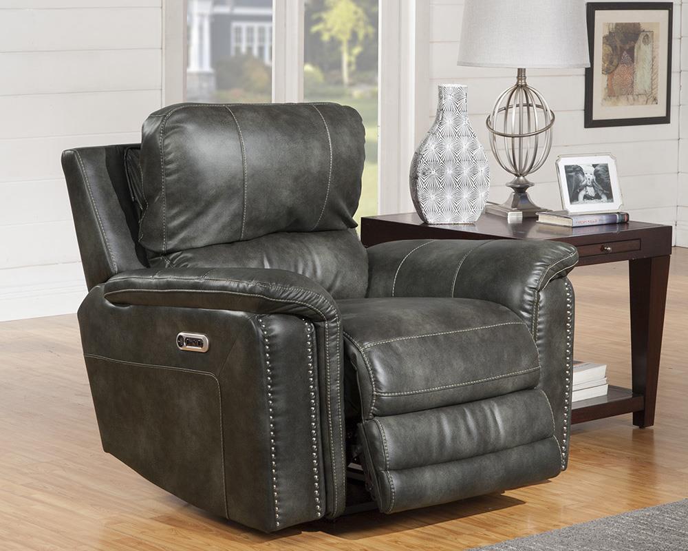 Parker House Belize Recliner PWR w/ USB & PWR Headrest in Ash - Ideal Furniture (Fresno,CA)