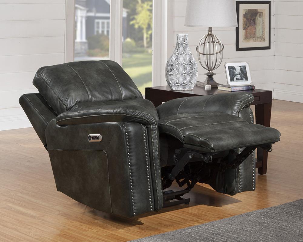 Parker House Belize Recliner PWR w/ USB & PWR Headrest in Ash - Ideal Furniture (Fresno,CA)