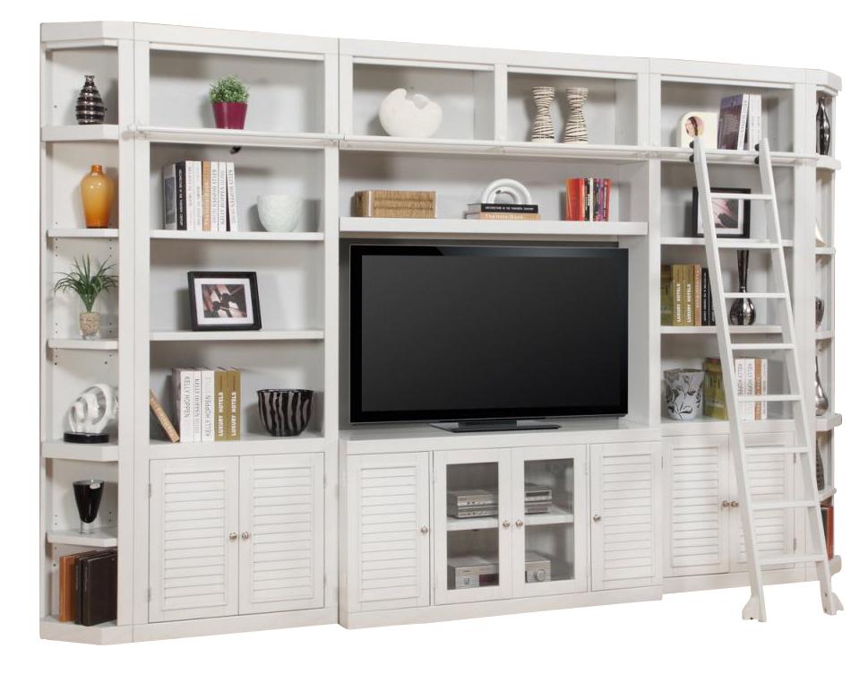 Parker House Boca 6 Piece Entertainment Wall with Ladder in Cottage White