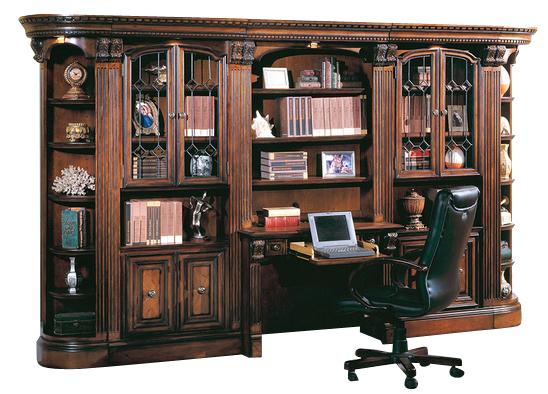 Parker House Huntington 6 Piece Library Desk Wall in Vintage Pecan