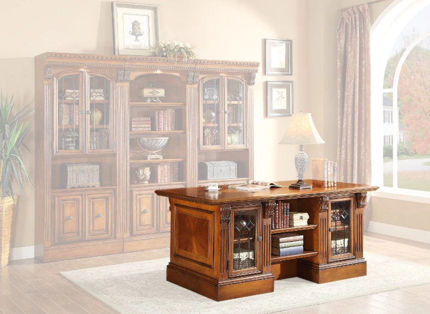 Parker House Huntington Double Pedestal Executive Desk in Vintage Pecan